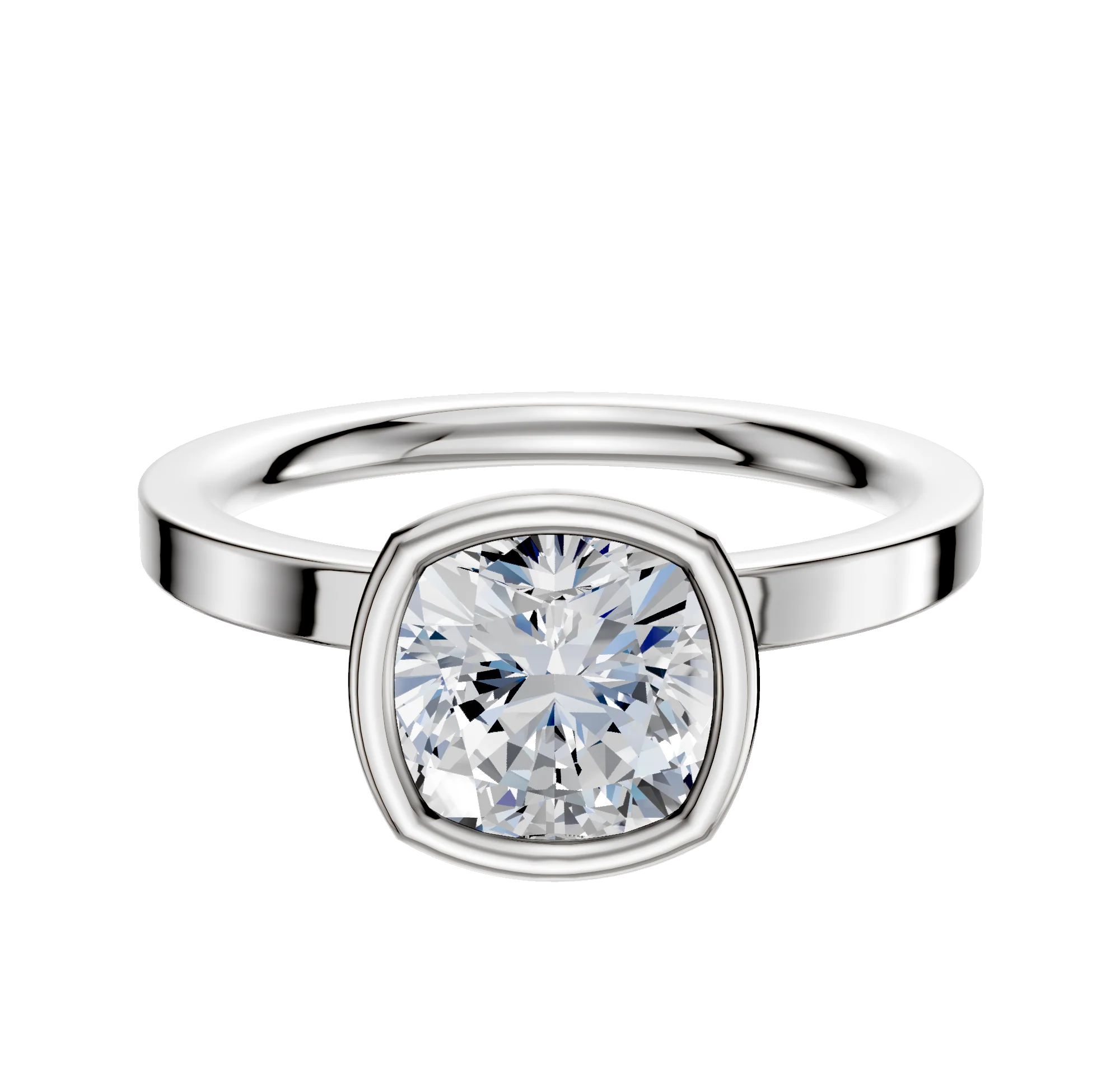 Platinum Bezel Full Bezel North/South Classic Flat 2.0mm Engagement Ring