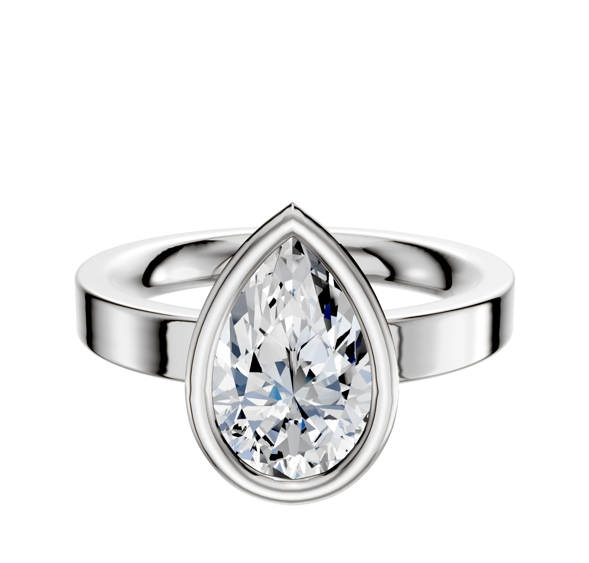 Platinum Bezel Full Bezel North/South Classic Flat 3.0mm Engagement Ring