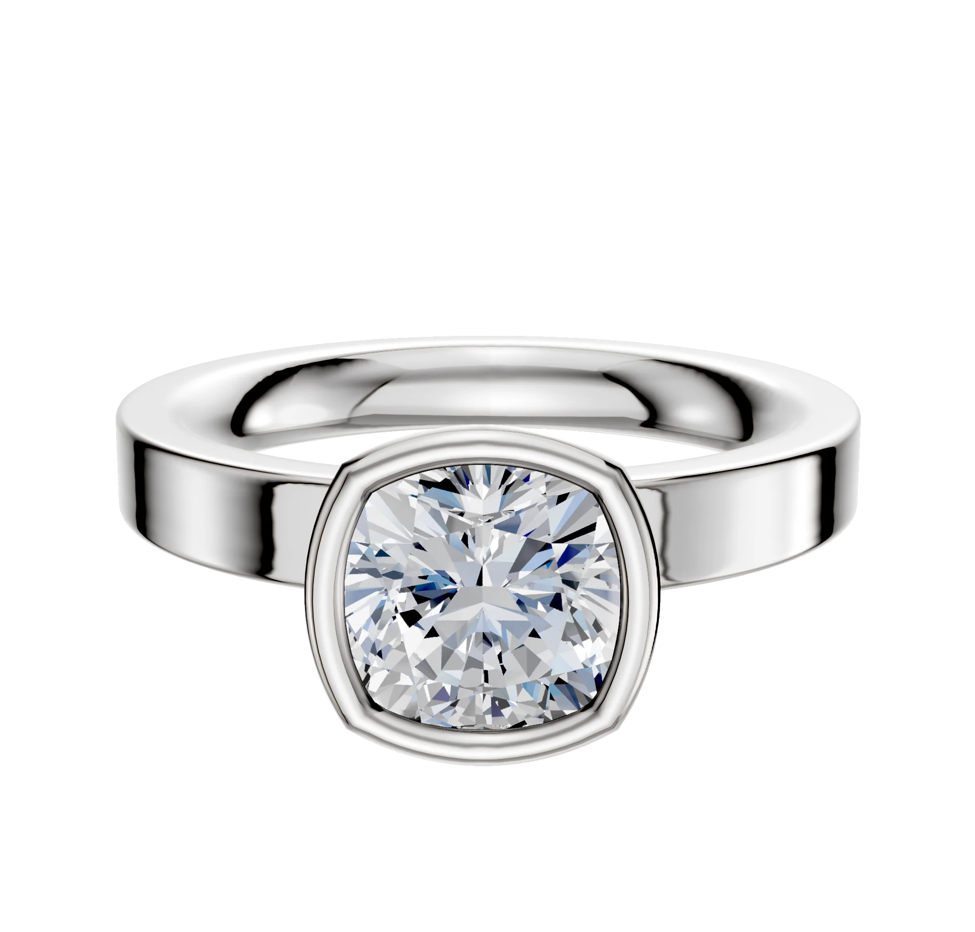 Platinum Bezel Full Bezel North/South Classic Flat 3.0mm Engagement Ring