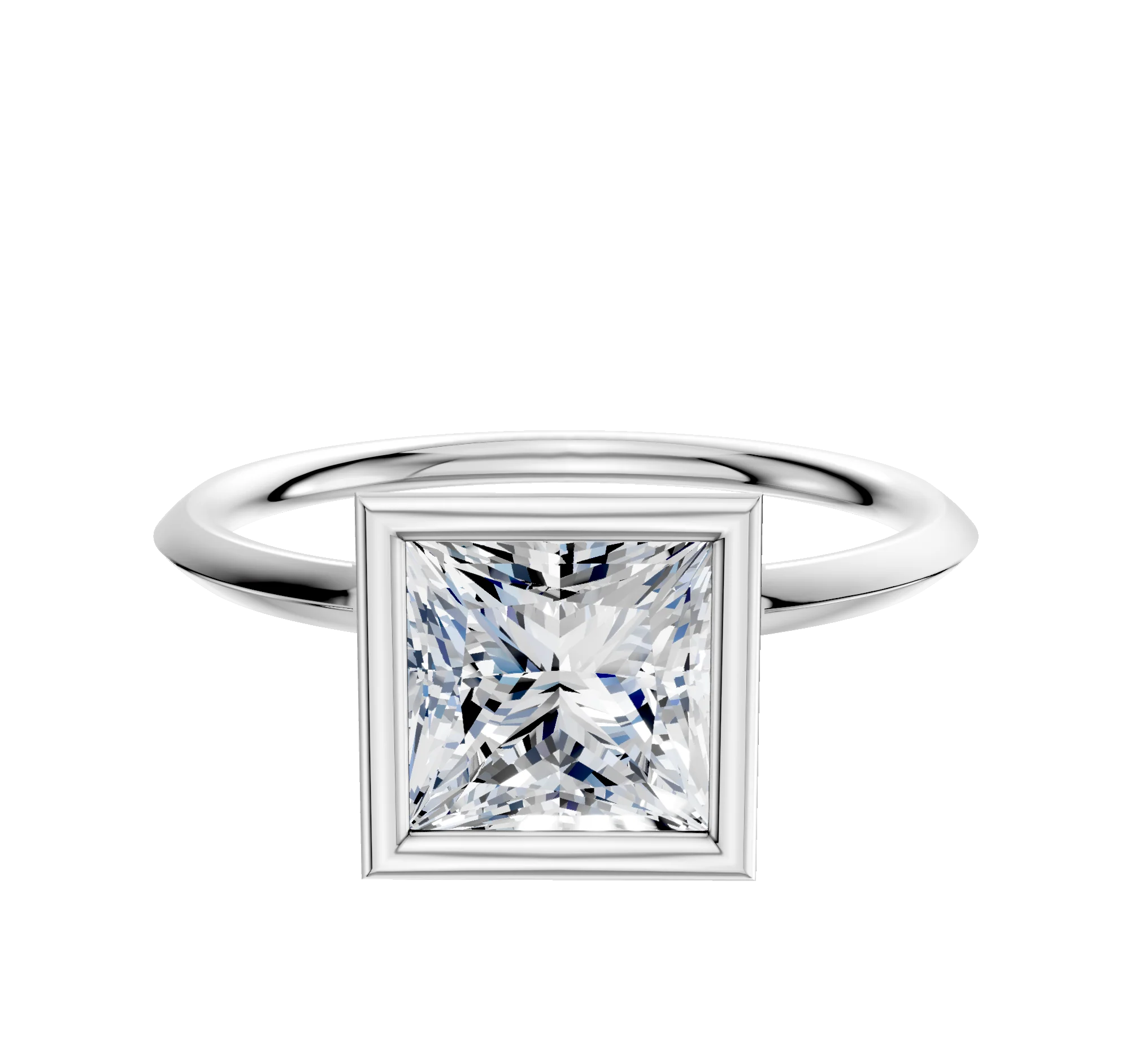 Platinum Bezel Full Bezel North/South Classic Knife Edge 1.5mm Engagement Ring