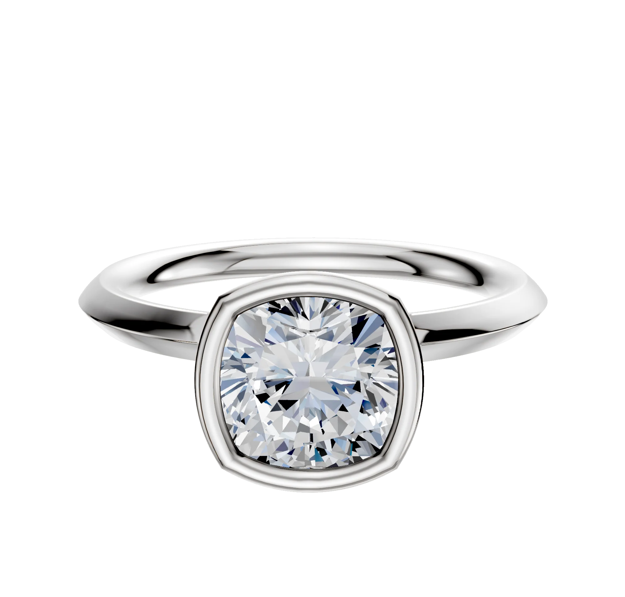 Platinum Bezel Full Bezel North/South Classic Knife Edge 2.0mm Engagement Ring