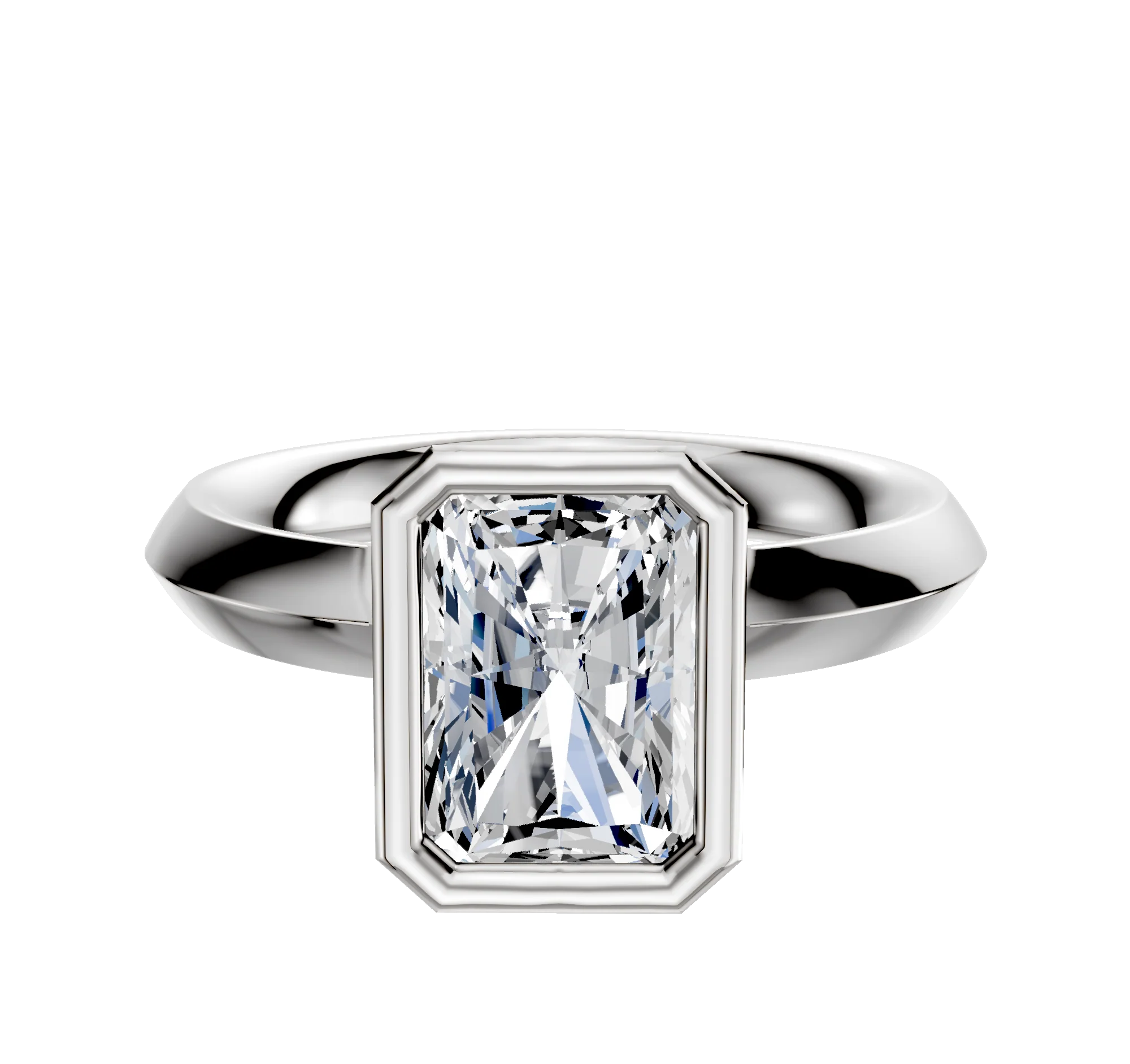 Platinum Bezel Full Bezel North/South Classic Knife Edge 3.0mm Engagement Ring