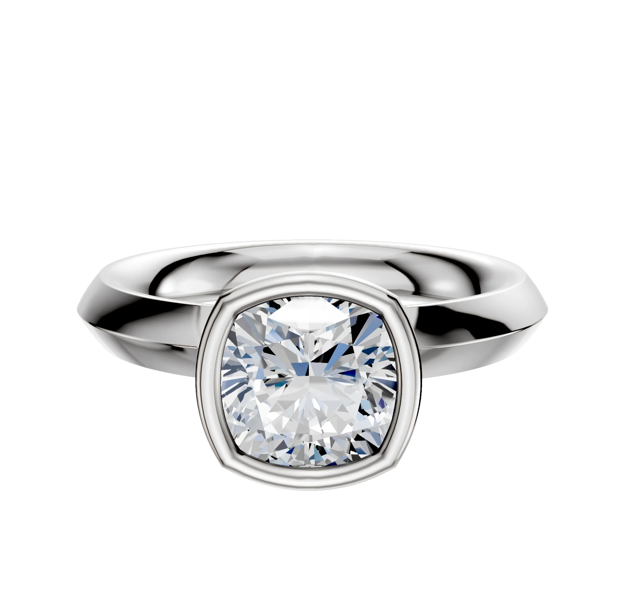 Platinum Bezel Full Bezel North/South Classic Knife Edge 3.0mm Engagement Ring