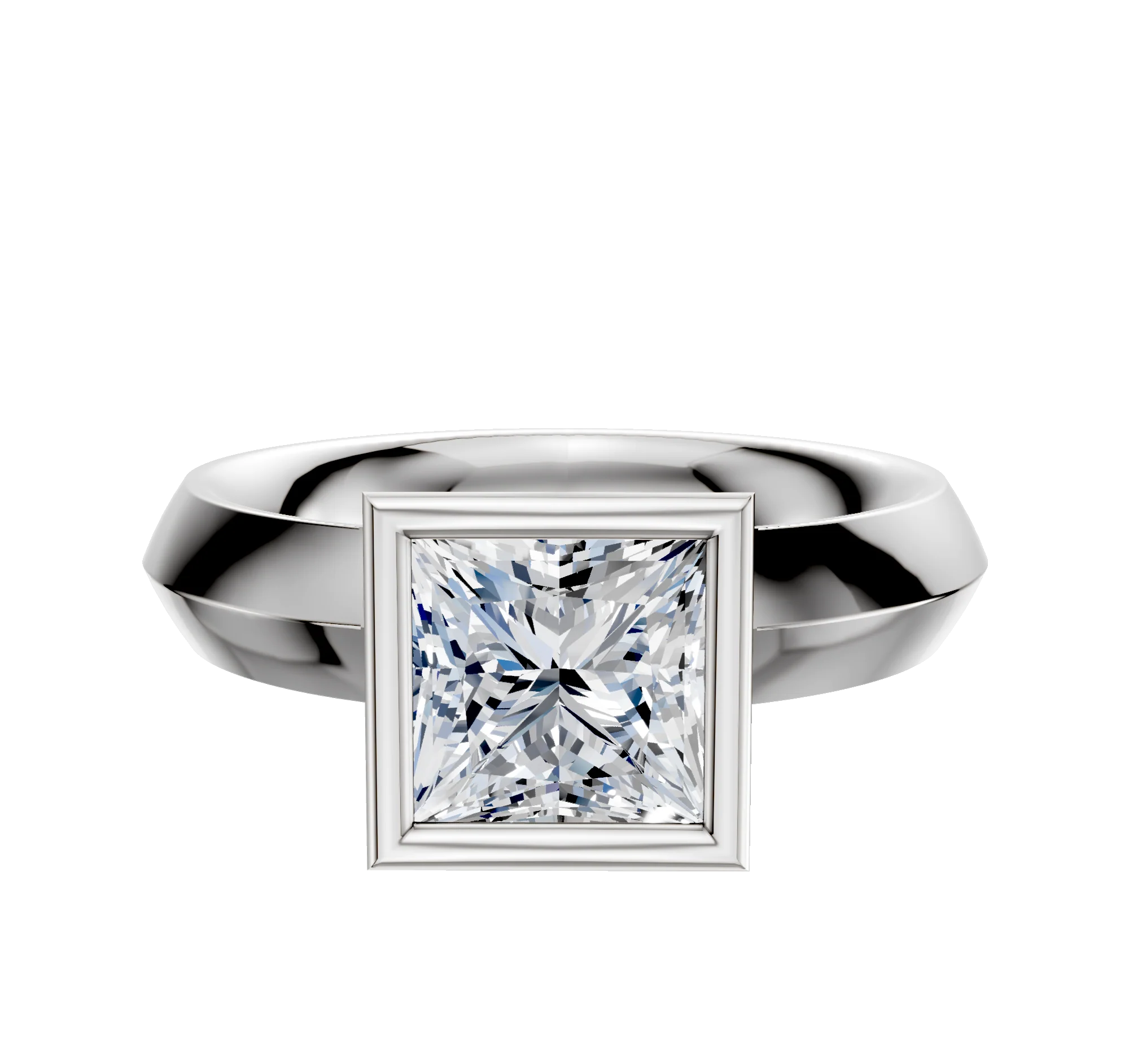 Platinum Bezel Full Bezel North/South Classic Knife Edge 4.0mm Engagement Ring
