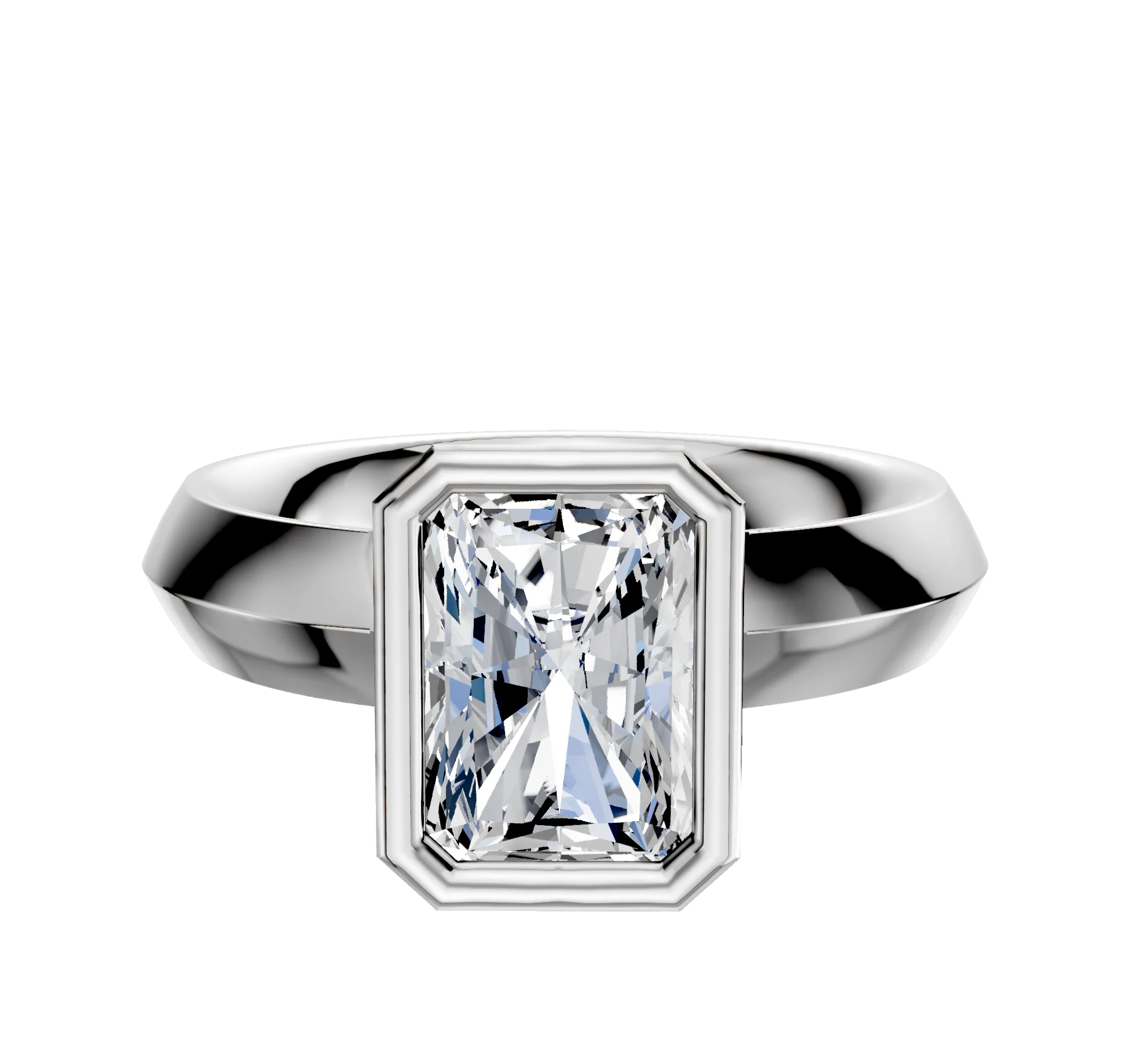 Platinum Bezel Full Bezel North/South Classic Knife Edge 4.0mm Engagement Ring
