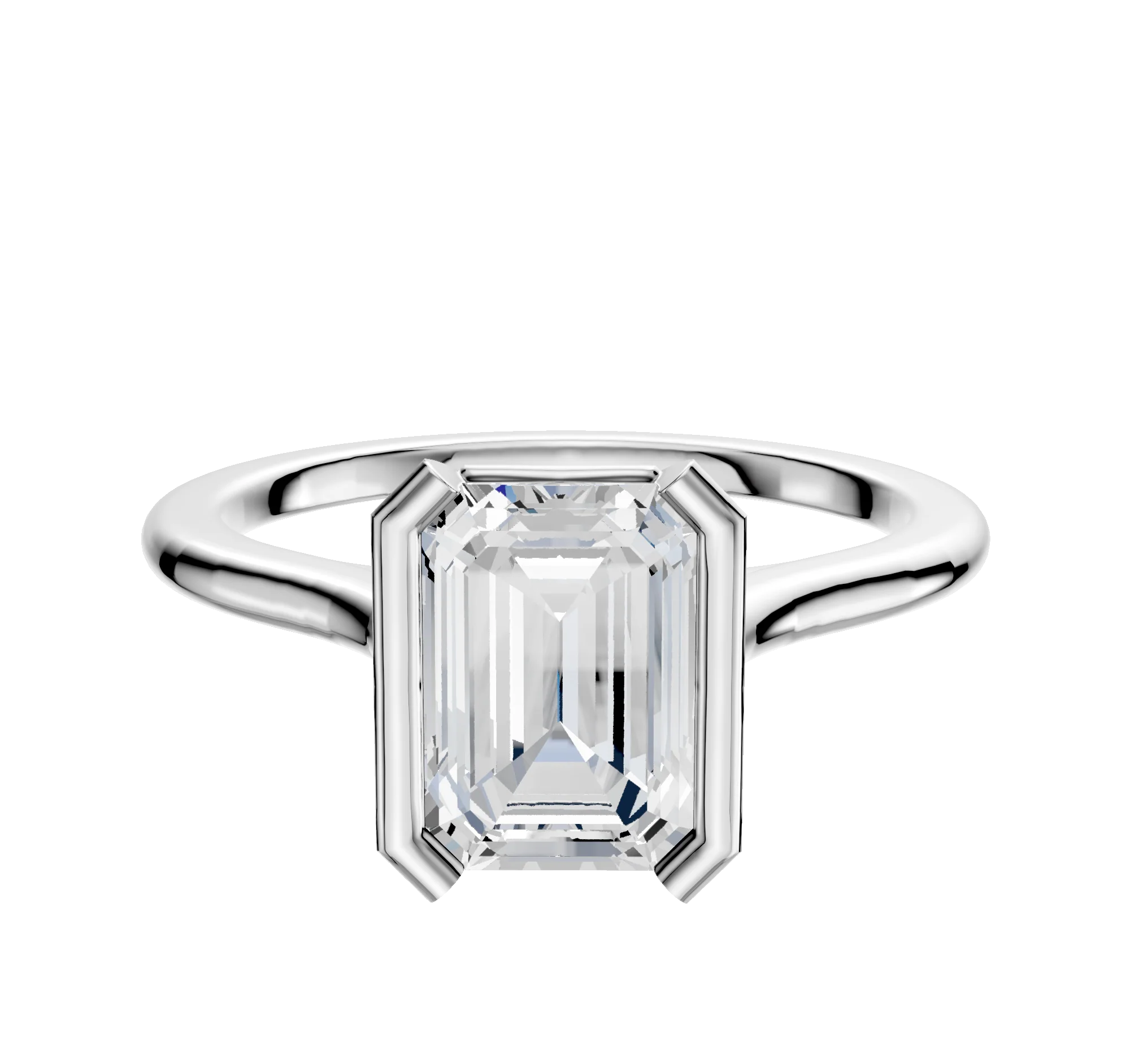 Platinum Bezel Half Bezel North/South Cathedral Dome 1.5mm Engagement Ring