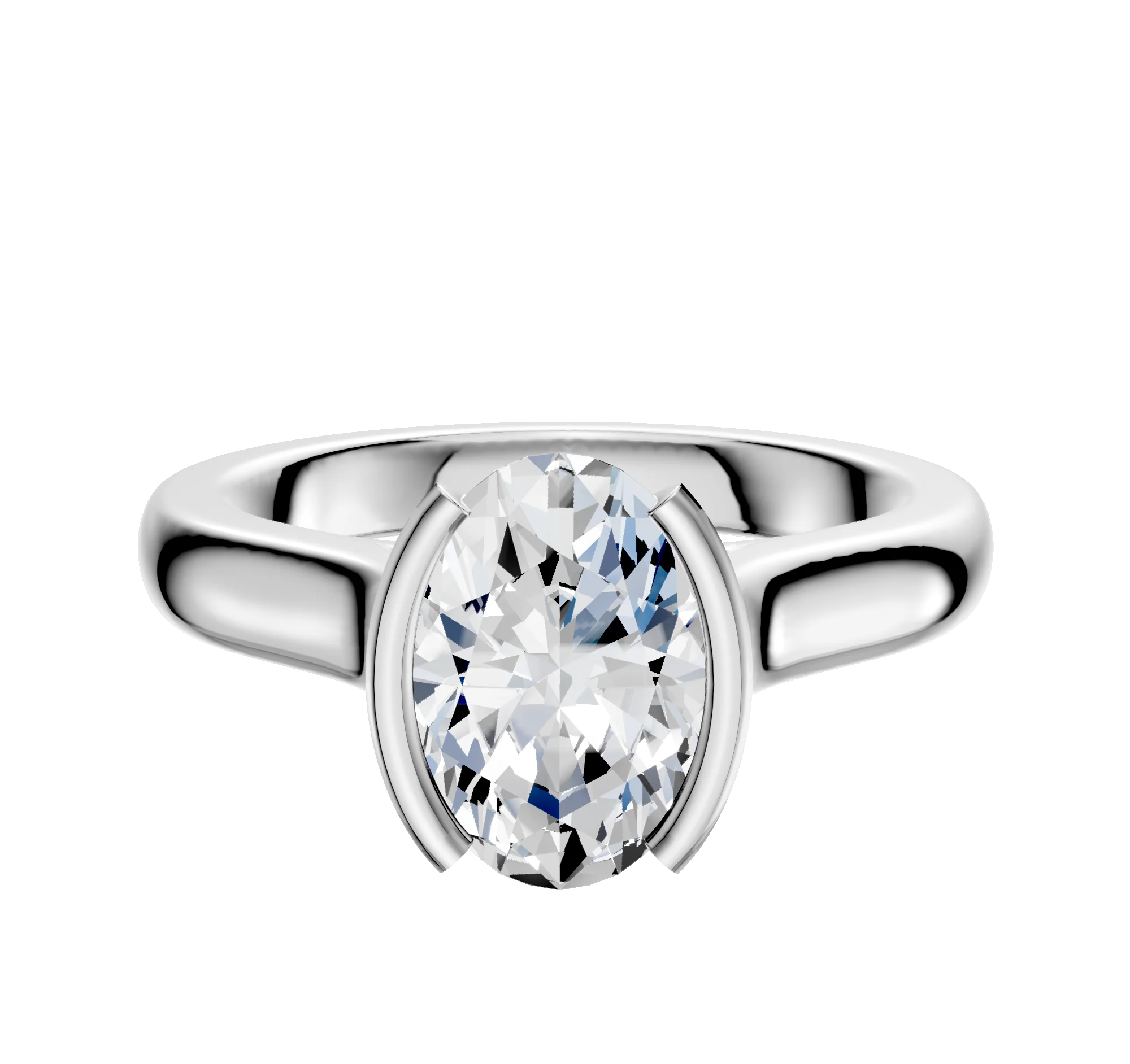 Platinum Bezel Half Bezel North/South Cathedral Dome 3.0mm Engagement Ring