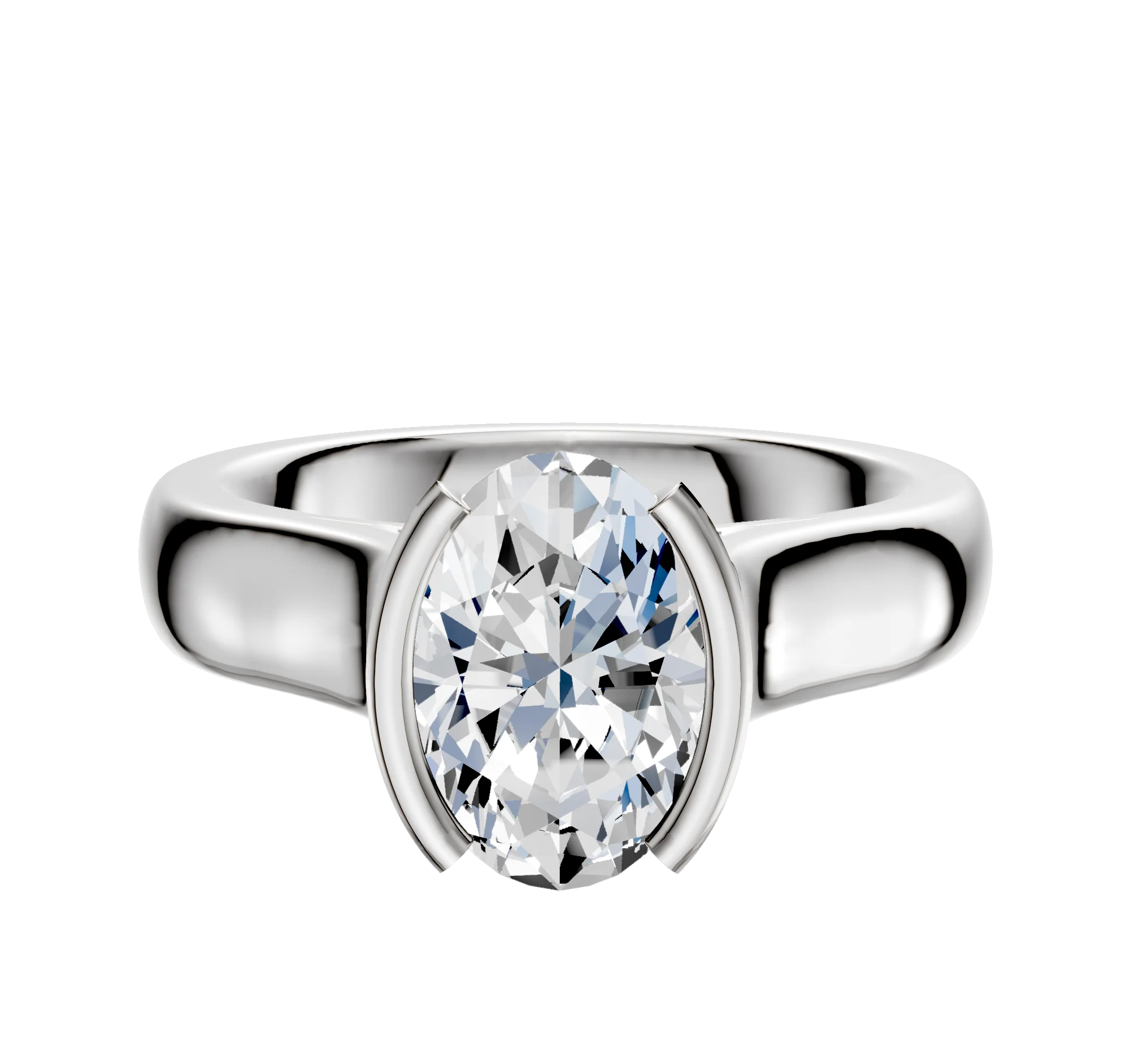 Platinum Bezel Half Bezel North/South Cathedral Dome 4.0mm Engagement Ring