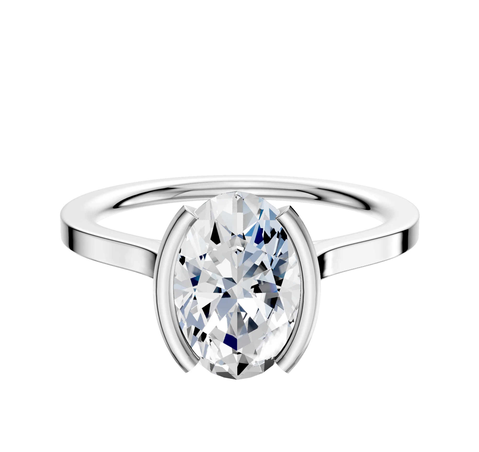 Platinum Bezel Half Bezel North/South Cathedral Flat 1.5mm Engagement Ring