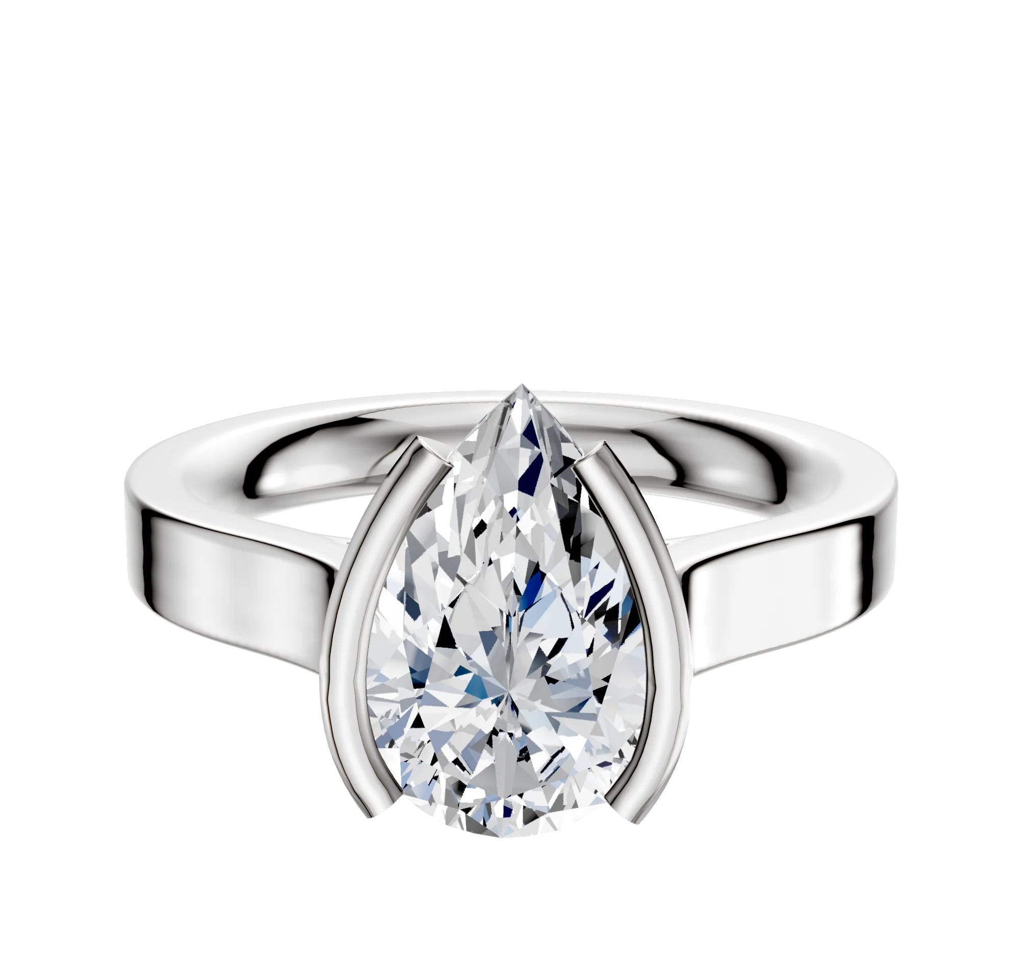 Platinum Bezel Half Bezel North/South Cathedral Flat 3.0mm Engagement Ring