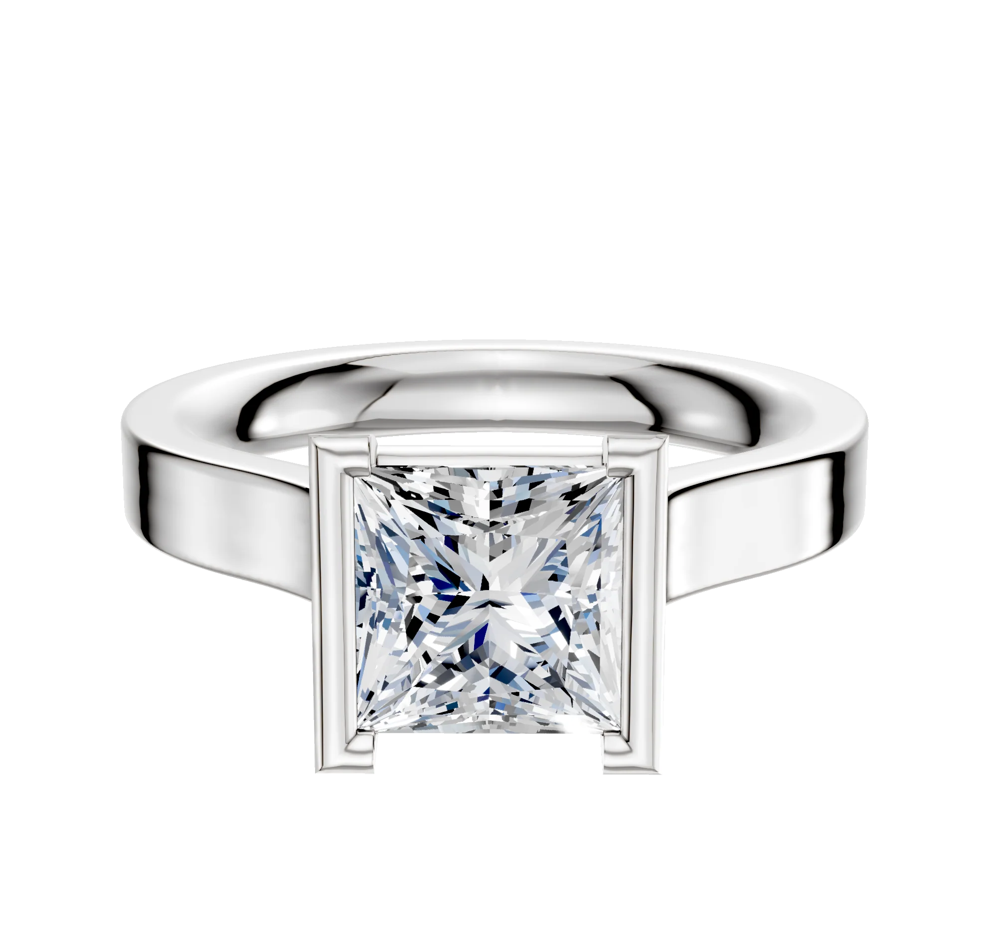 Platinum Bezel Half Bezel North/South Cathedral Flat 3.0mm Engagement Ring