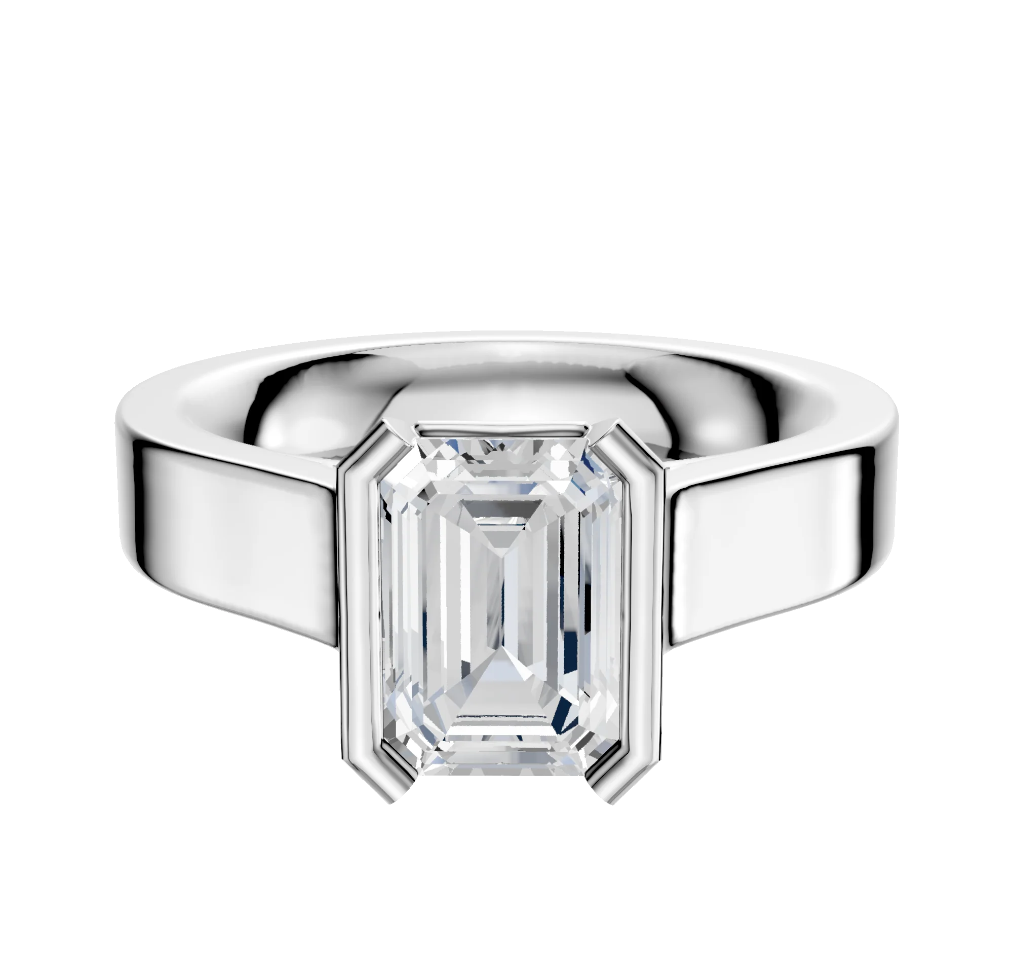 Platinum Bezel Half Bezel North/South Cathedral Flat 4.0mm Engagement Ring