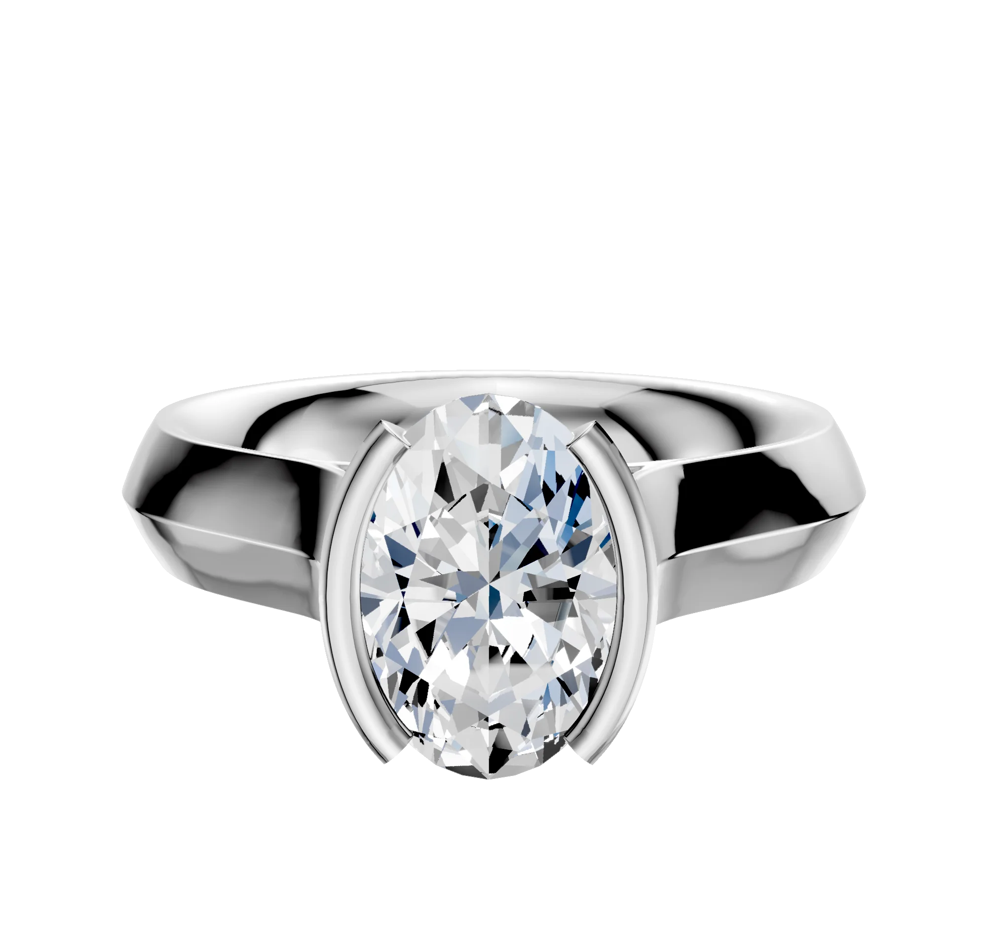 Platinum Bezel Half Bezel North/South Cathedral Knife Edge 4.0mm Engagement Ring