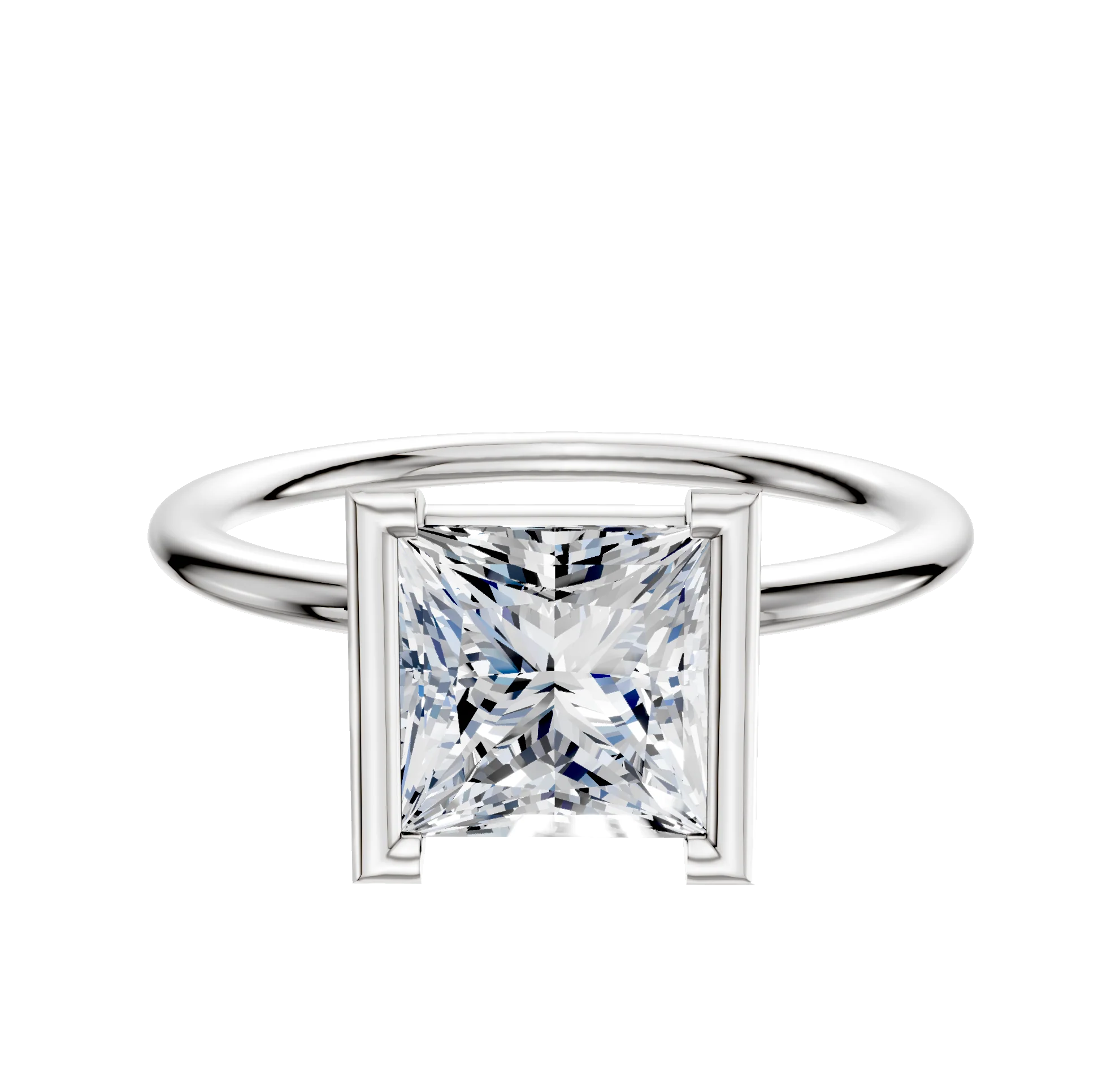 Platinum Bezel Half Bezel North/South Classic Dome 1.5mm Engagement Ring