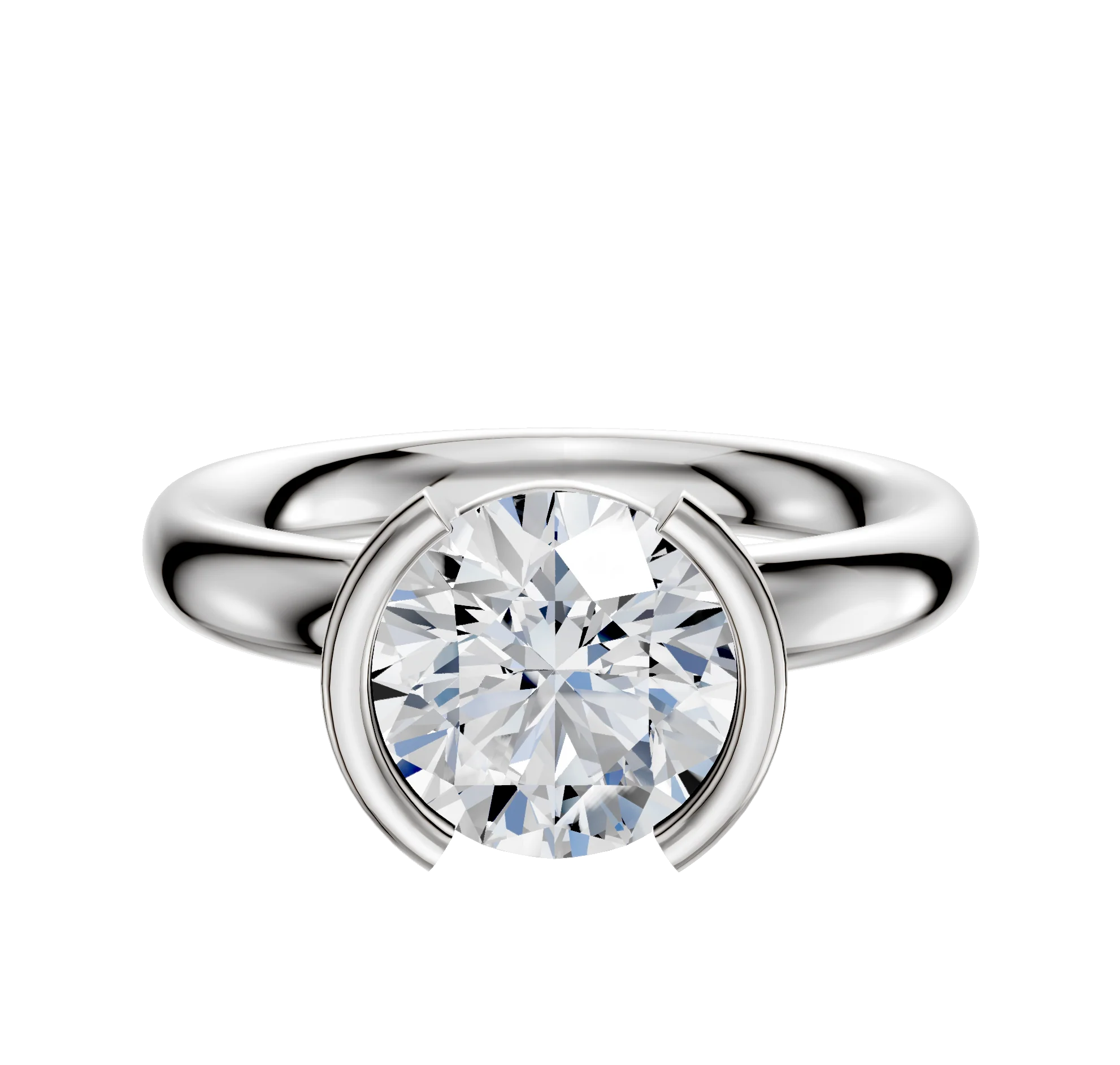 Platinum Bezel Half Bezel North/South Classic Dome 3.0mm Engagement Ring