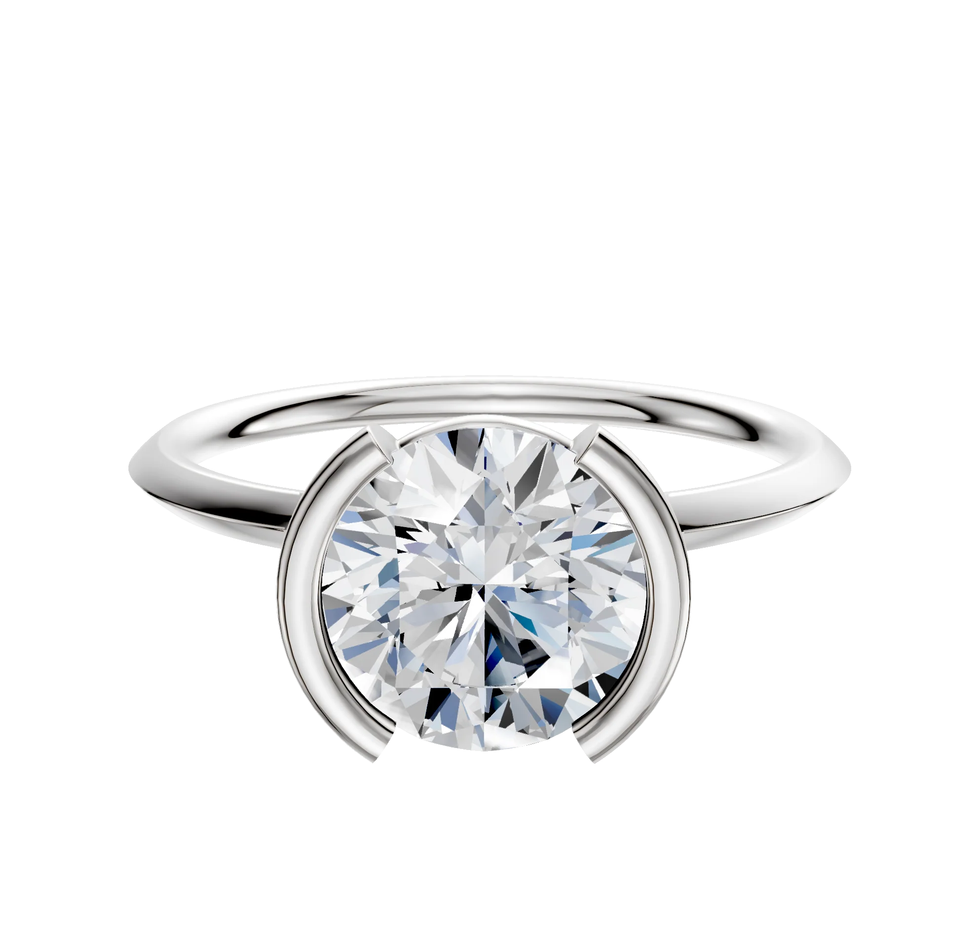 Platinum Bezel Half Bezel North/South Classic Knife Edge 1.5mm Engagement Ring
