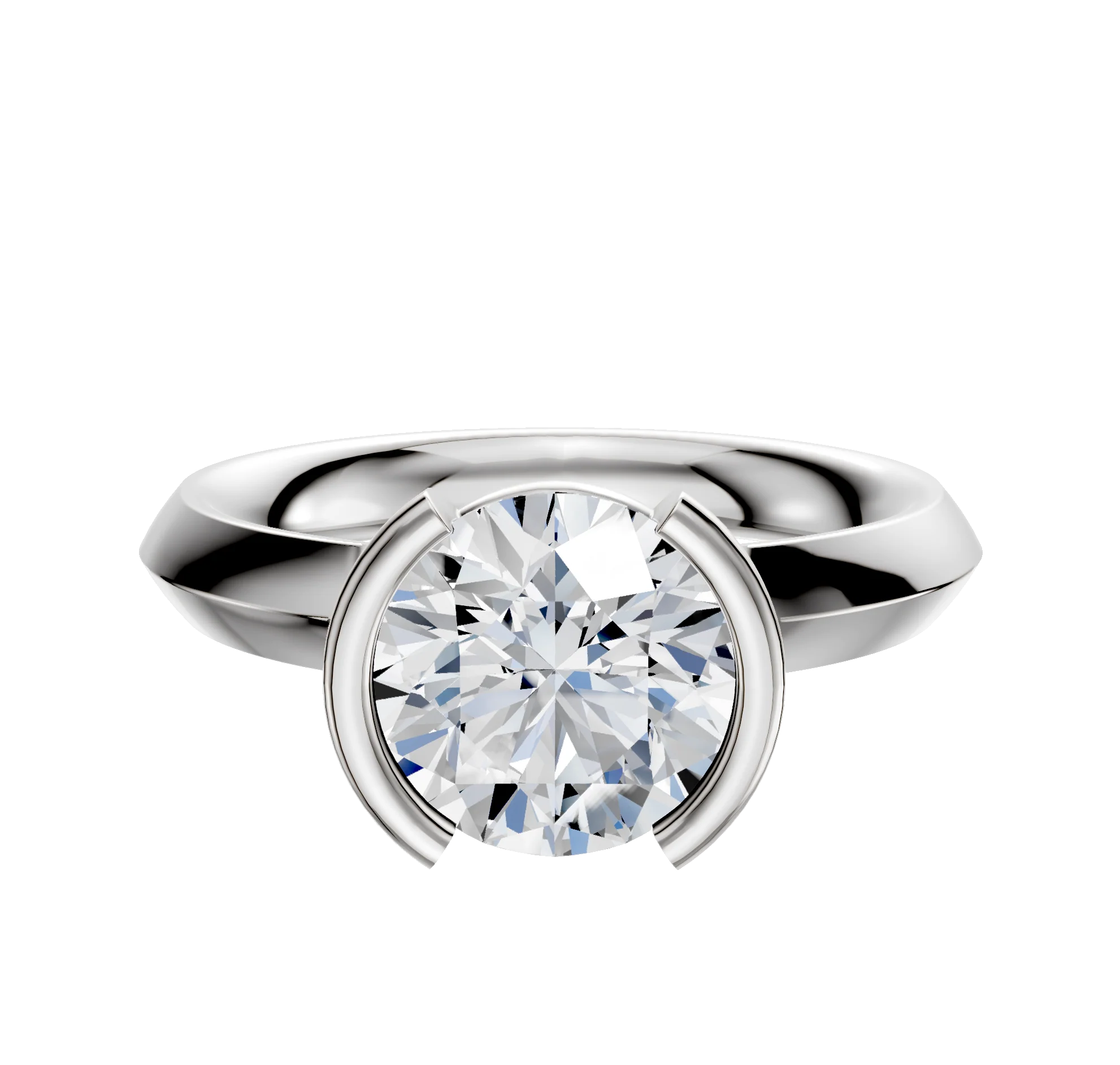 Platinum Bezel Half Bezel North/South Classic Knife Edge 3.0mm Engagement Ring