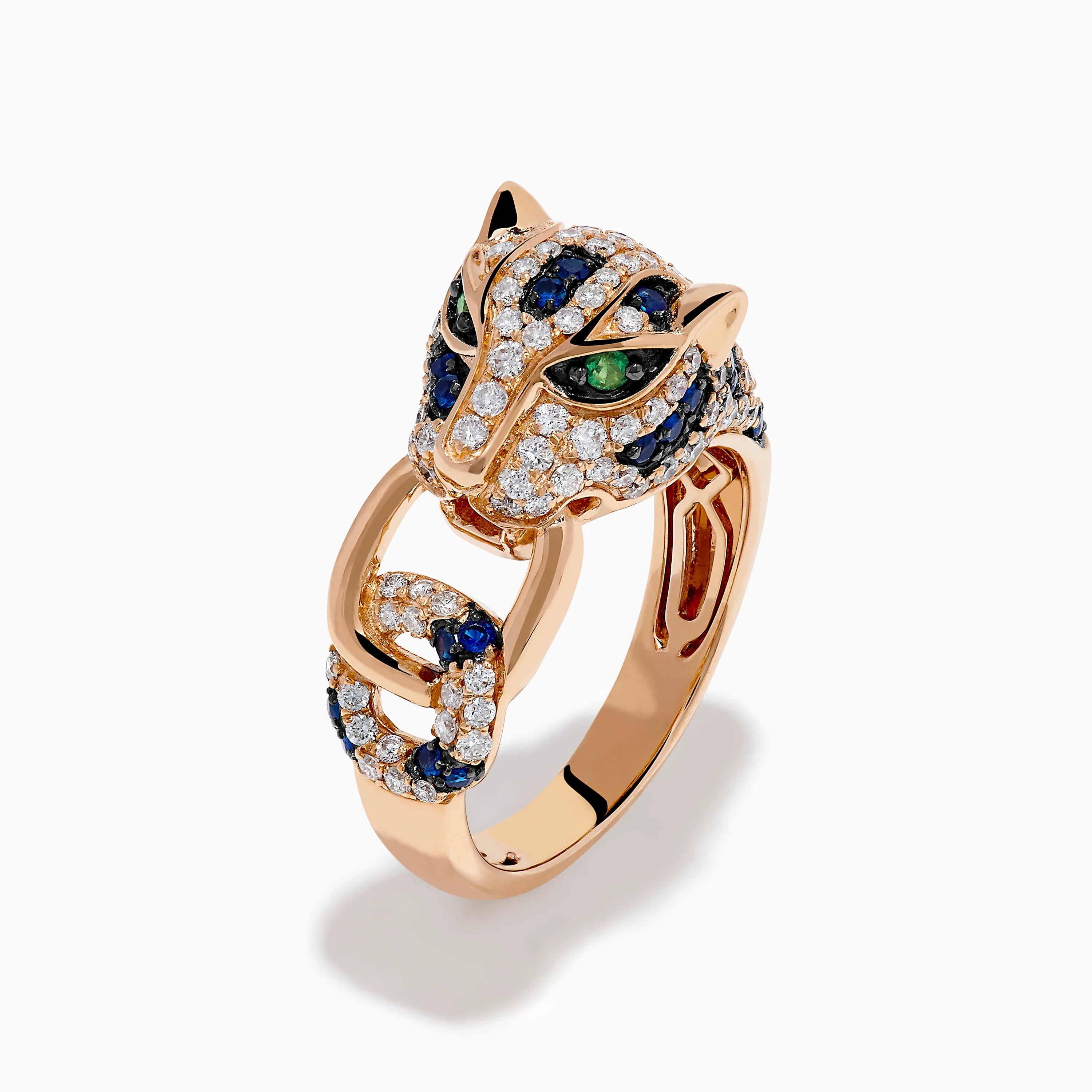 Signature 14K Rose Gold Diamond, Sapphire and Emerald Ring - Image 4