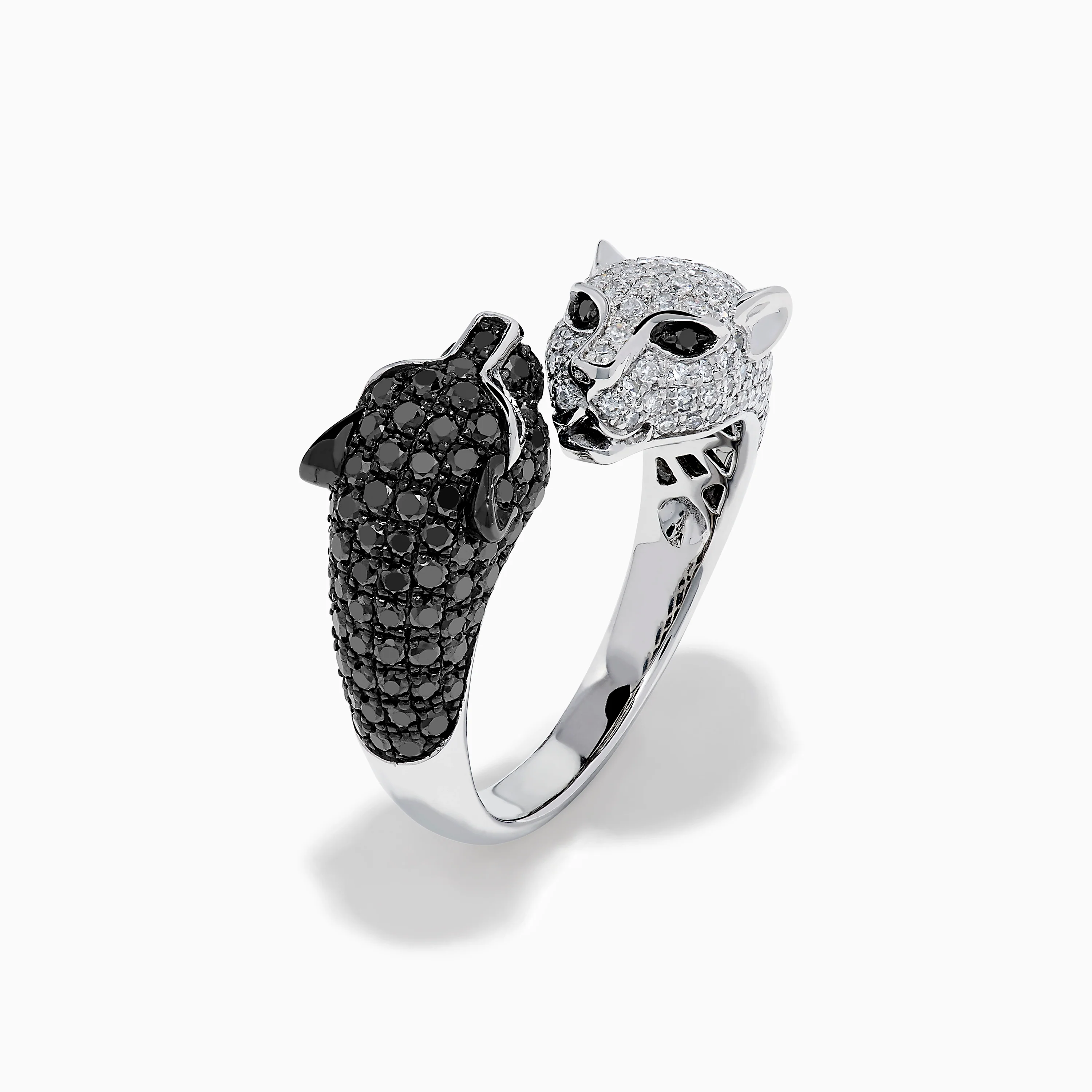 Signature 14K White and Black Diamond Panther Bypass Ring - Image 2