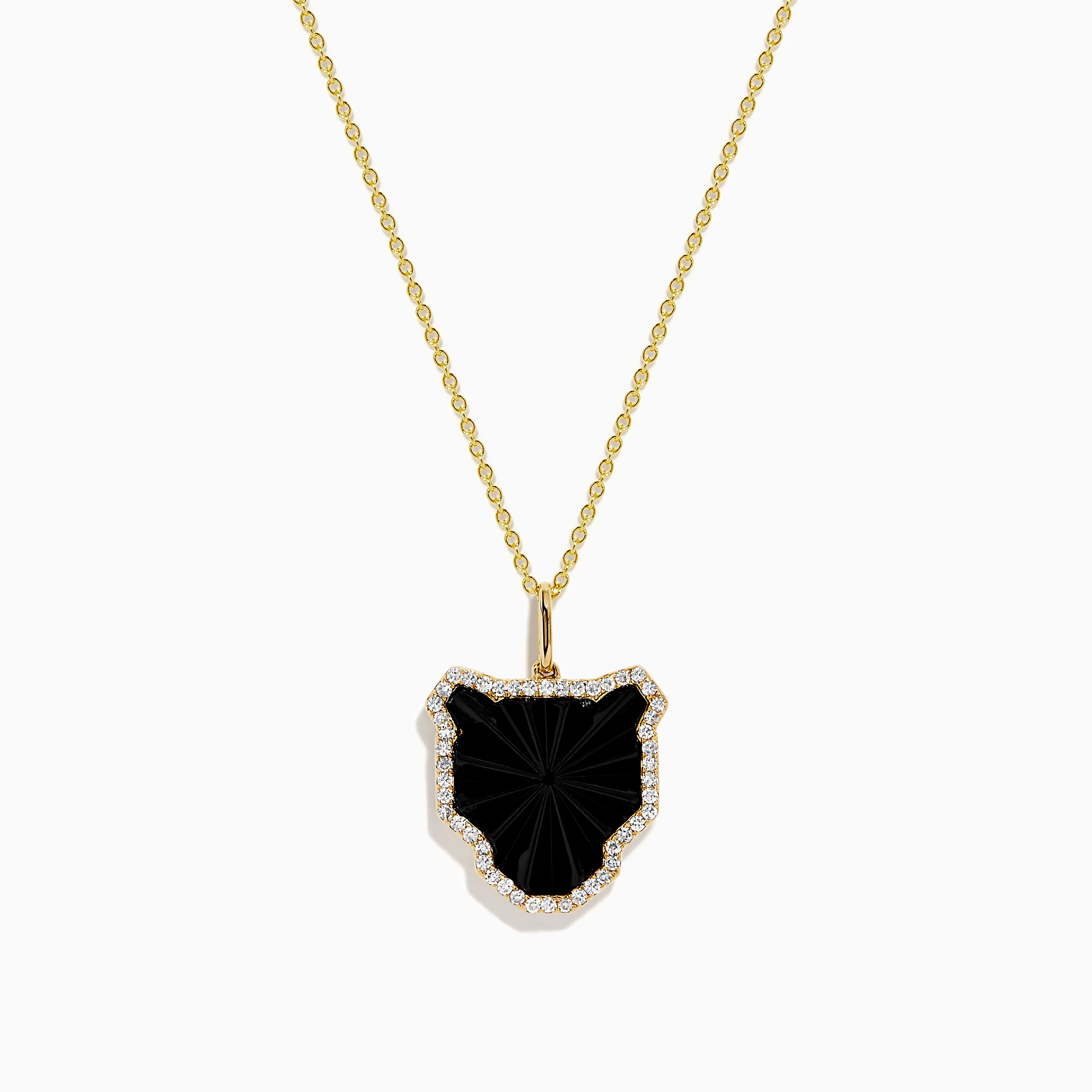 Signature 14K Yellow Gold Black Agate and Diamond Panther Pendant