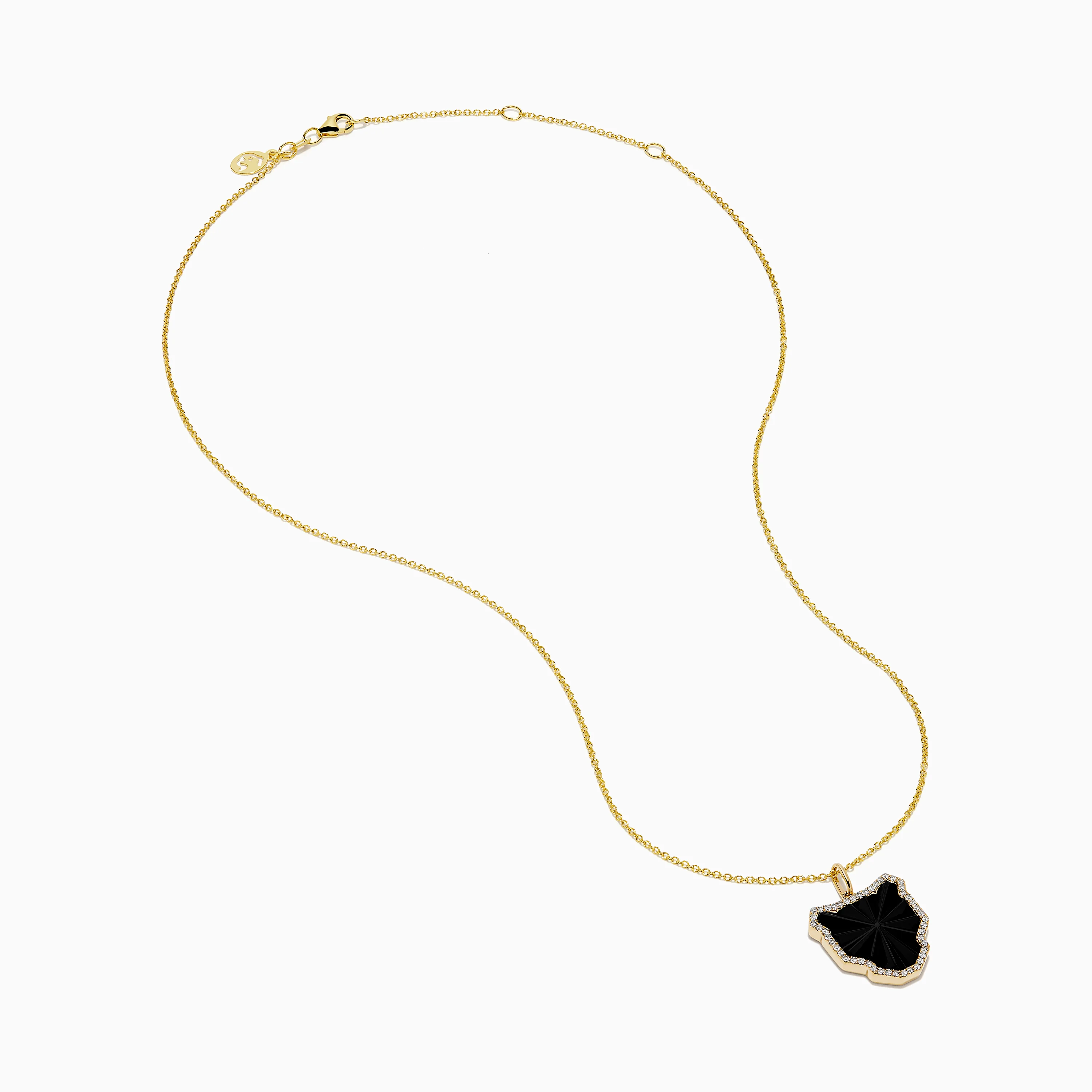 Signature 14K Yellow Gold Black Agate and Diamond Panther Pendant - Image 2