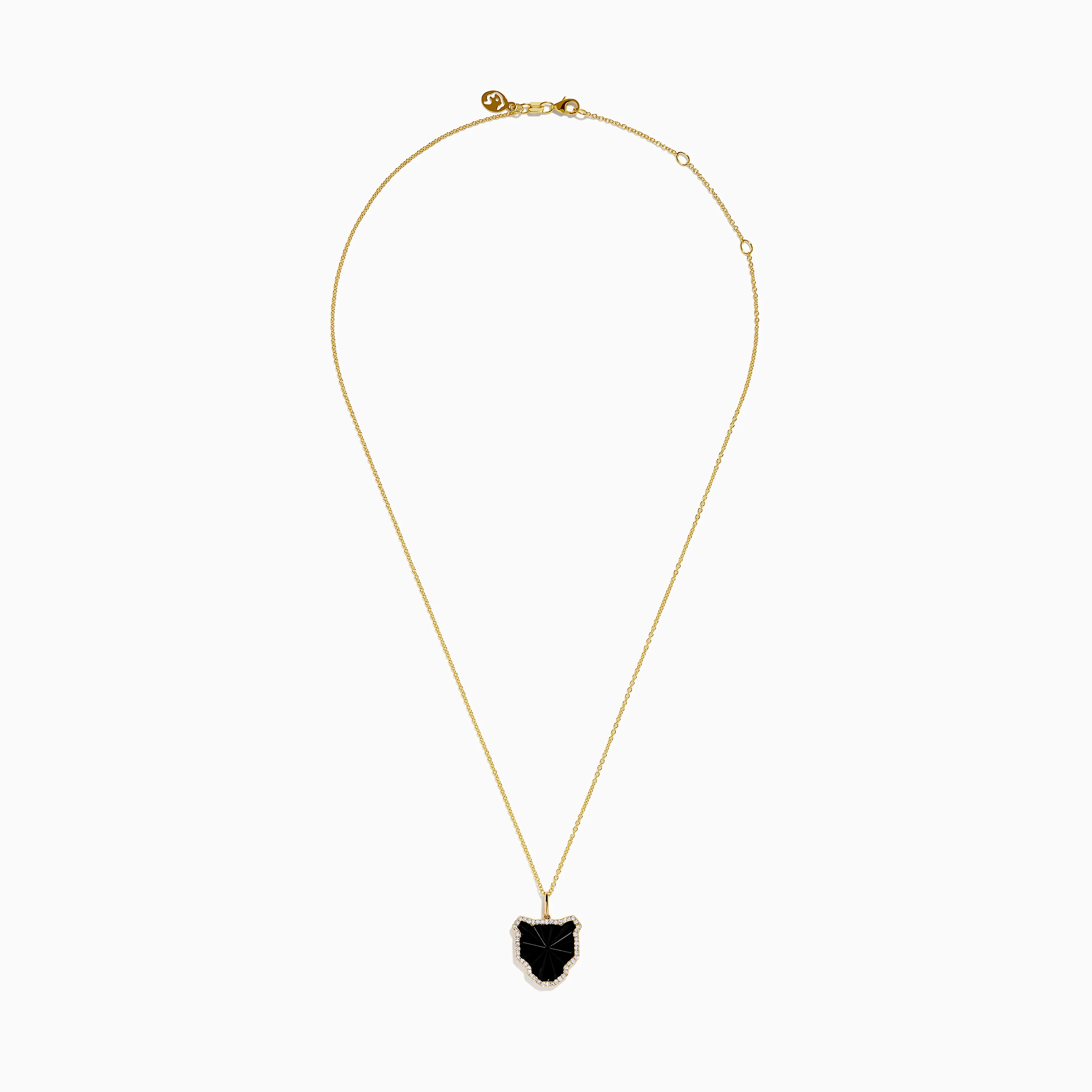 Signature 14K Yellow Gold Black Agate and Diamond Panther Pendant - Image 3