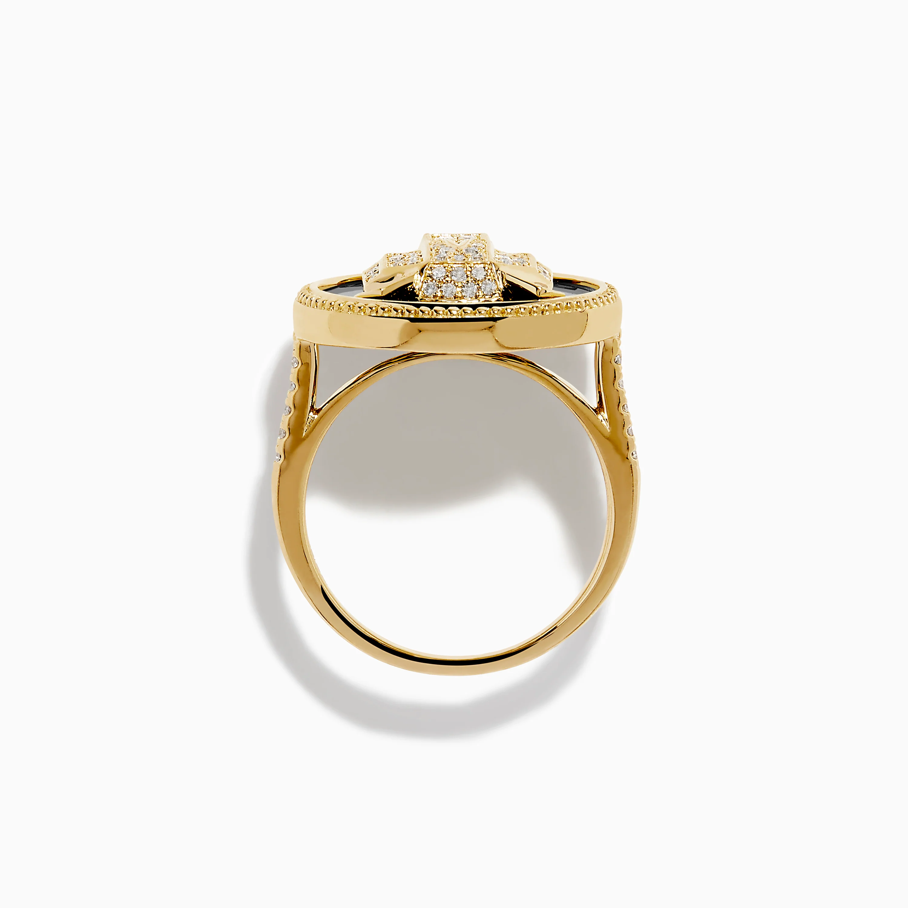 Signature 14K Yellow Gold Black Onyx, Diamond and Emerald Panther Ring - Image 3