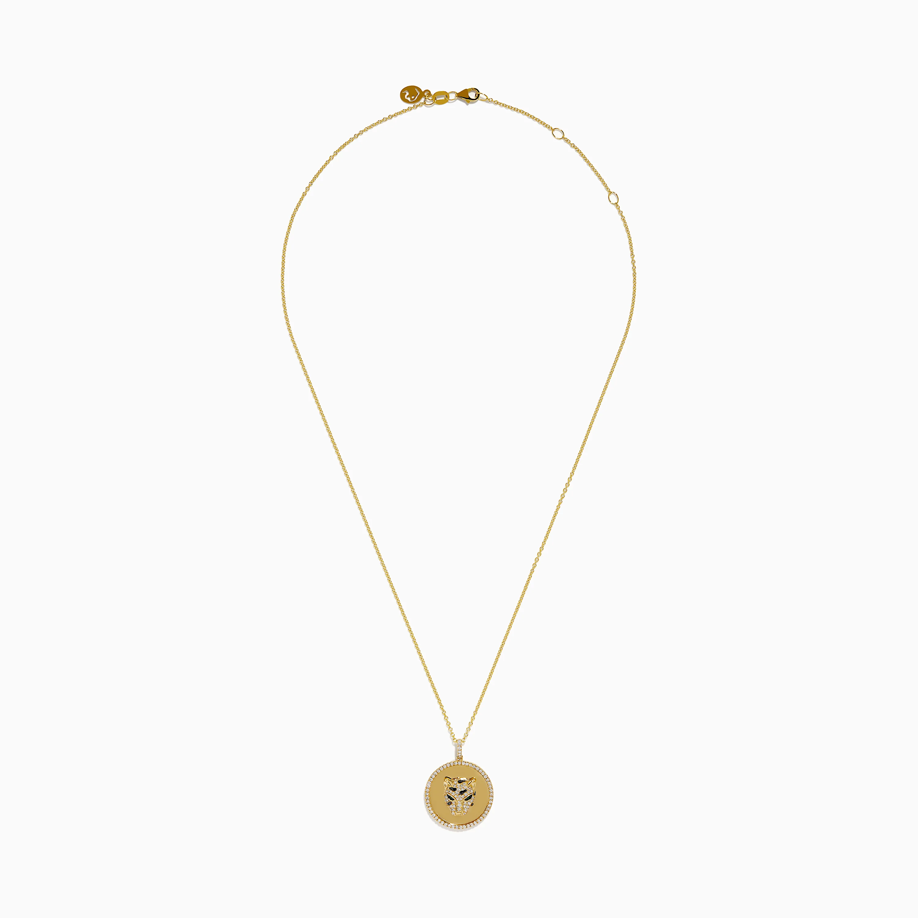 Signature 14K Yellow Gold Diamond and Emerald Panther Pendant - Image 3