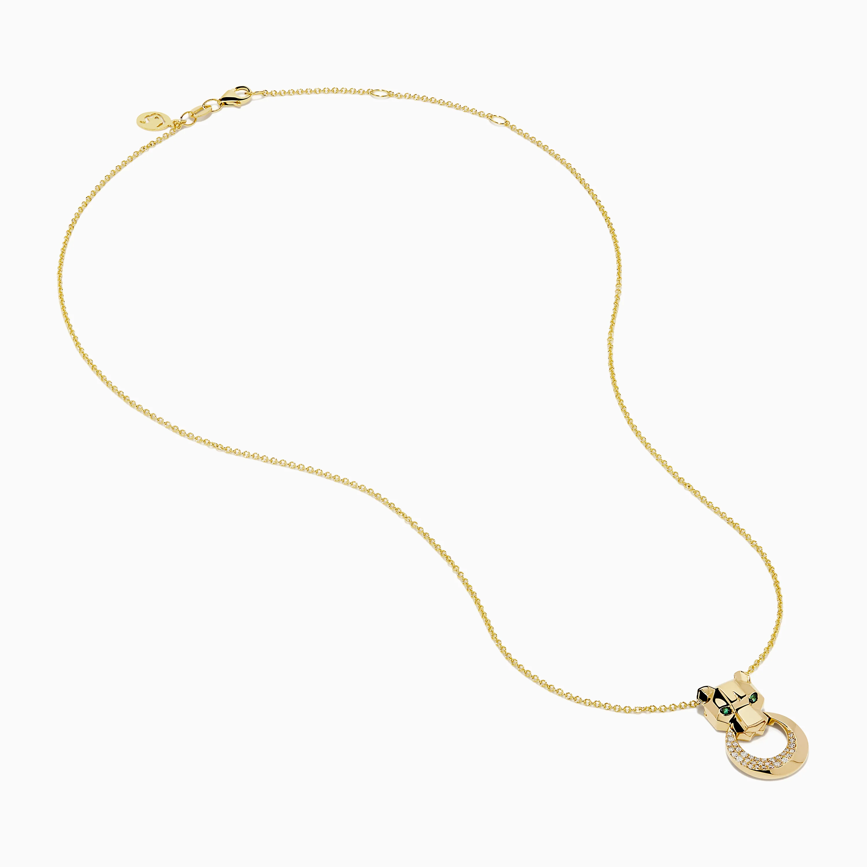 Signature 14K Yellow Gold Diamond and Emerald Panther Pendant - Image 2