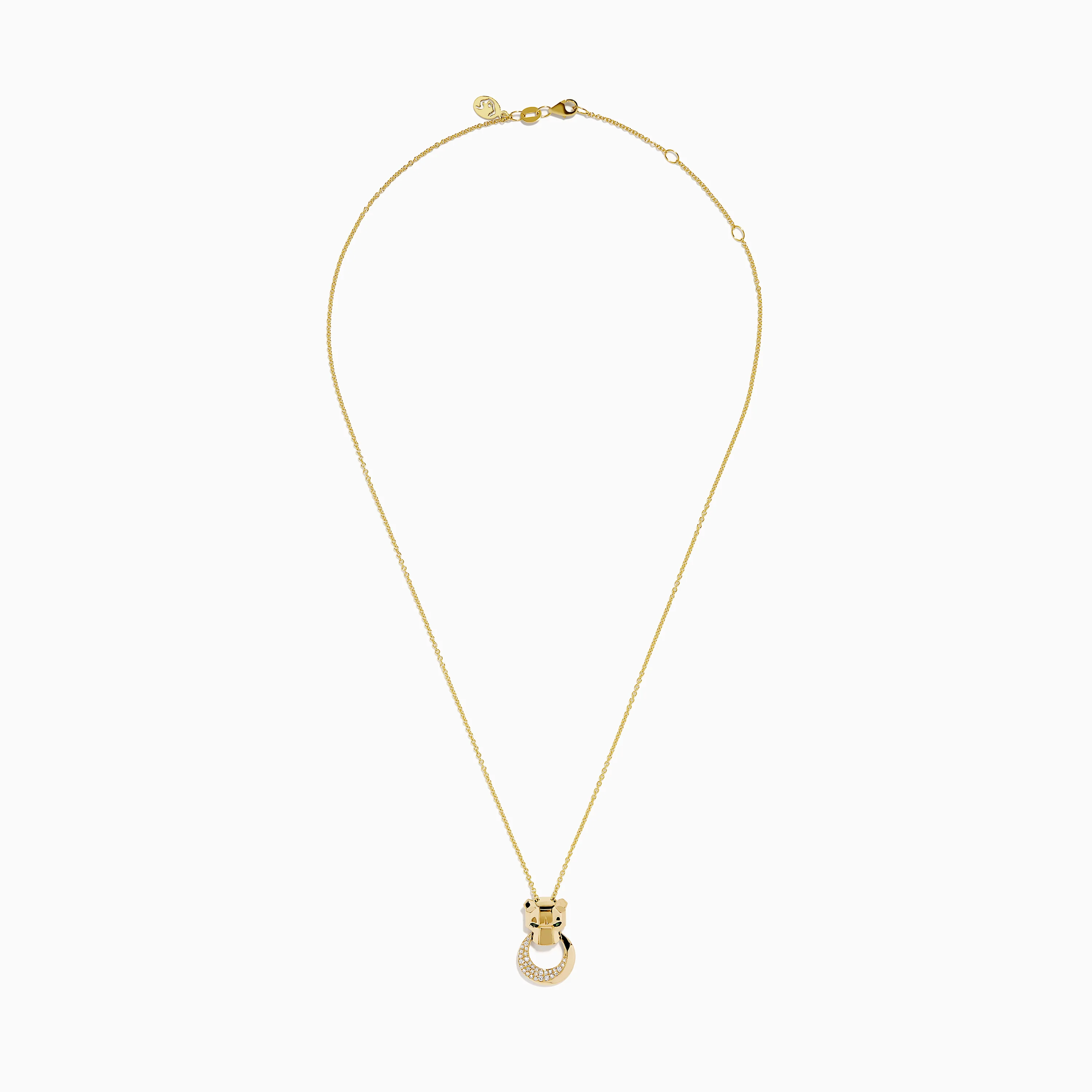 Signature 14K Yellow Gold Diamond and Emerald Panther Pendant - Image 3