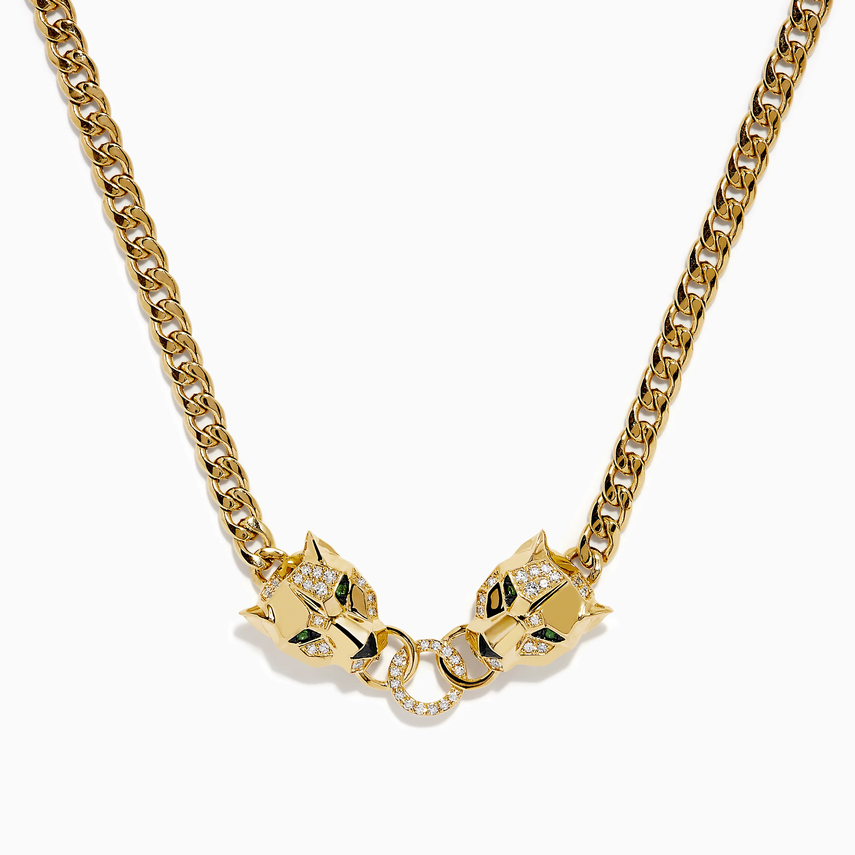 Signature 14K Yellow Gold Diamond and Tsavorite Panther Necklace