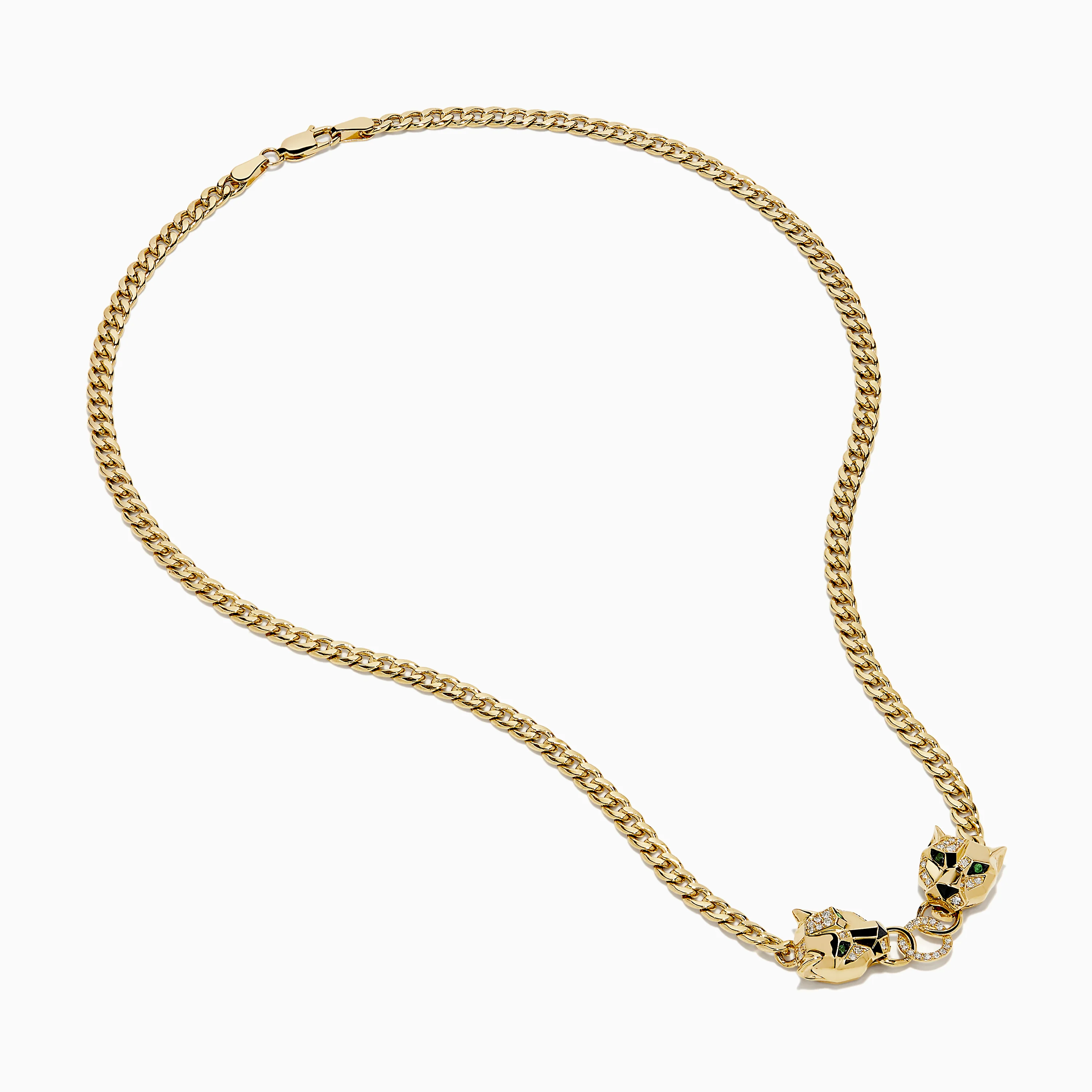 Signature 14K Yellow Gold Diamond and Tsavorite Panther Necklace - Image 2