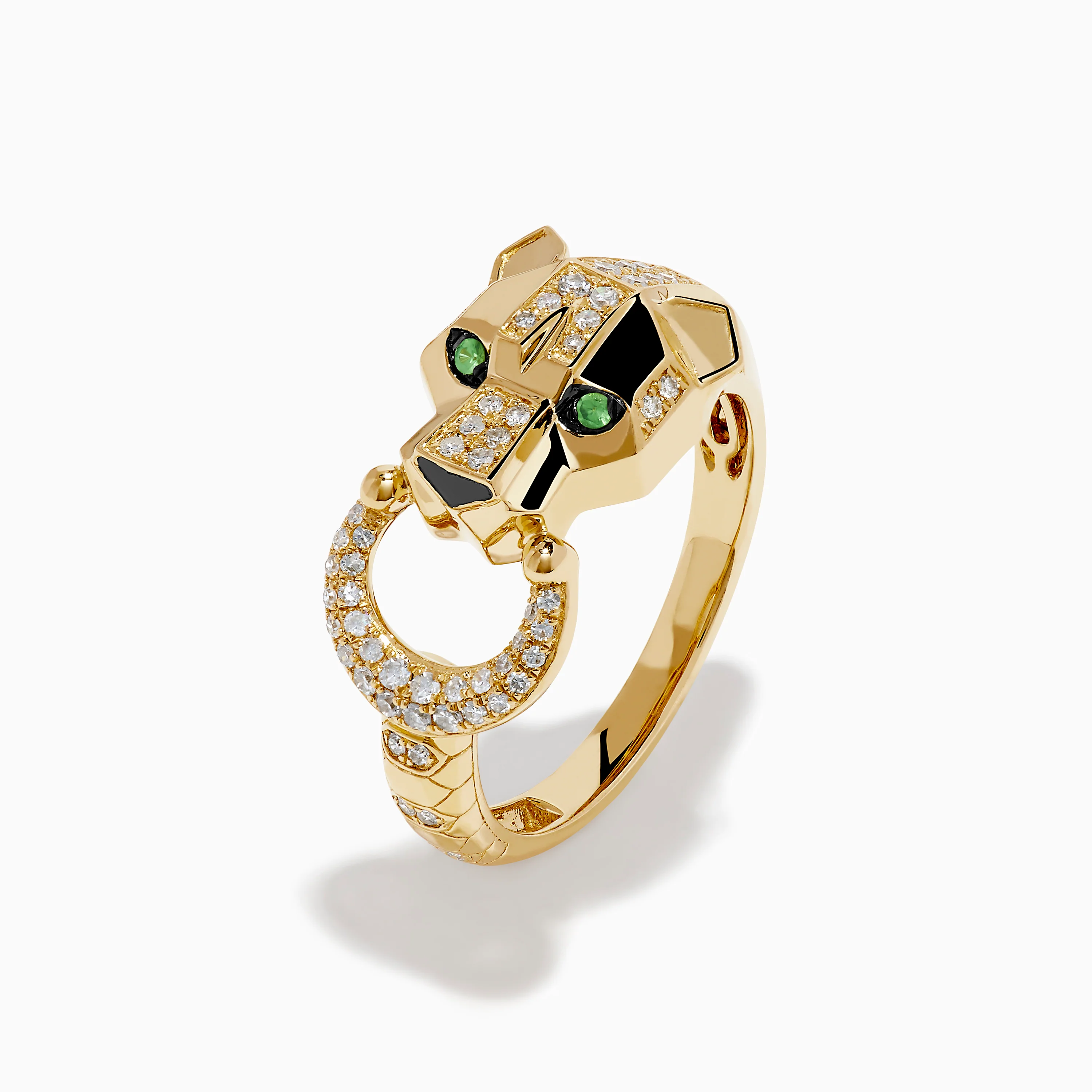 Signature 14K Yellow Gold Tsavorite and Diamond Panther Ring - Image 4