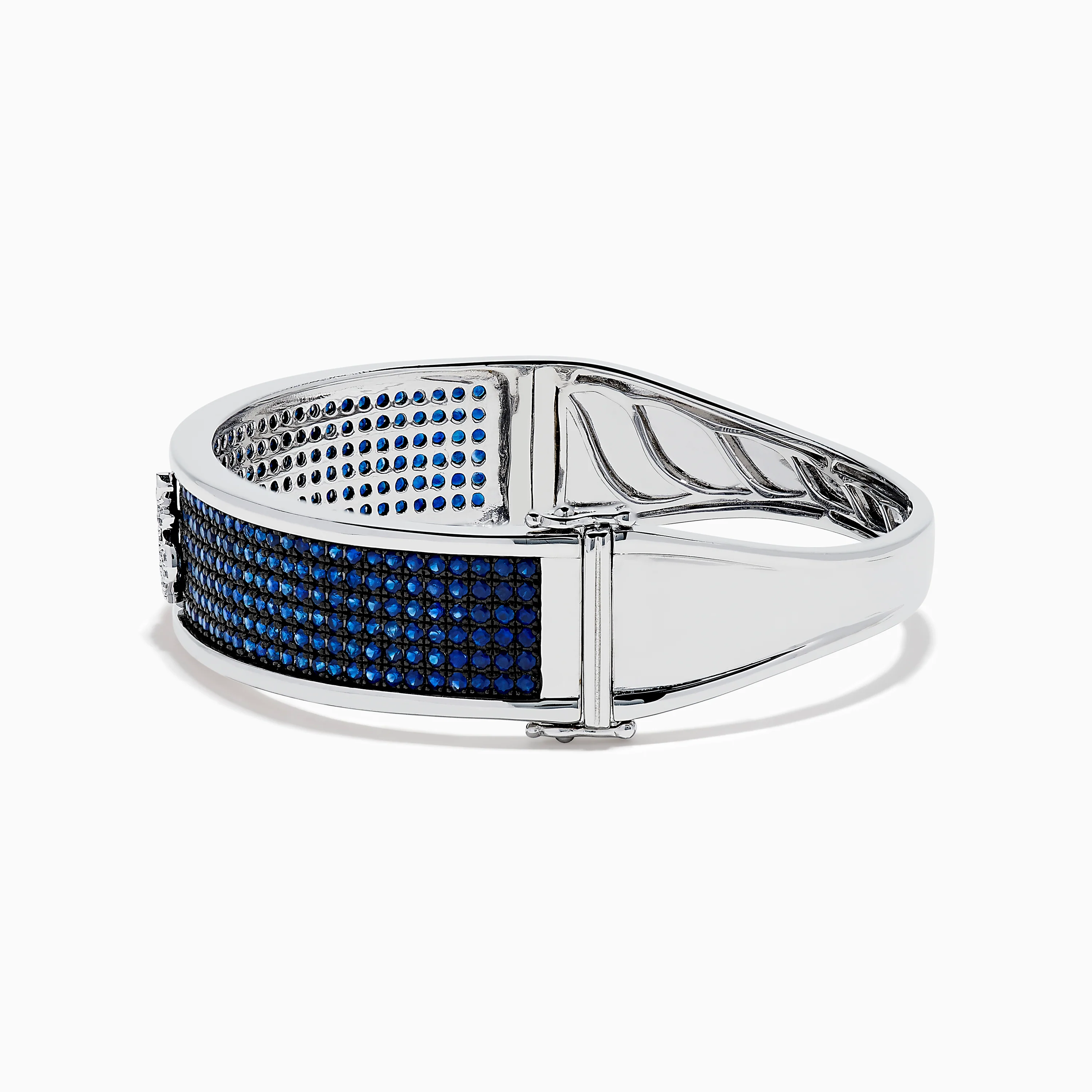 Sterling Silver Pavé Blue Sapphire and Diamond Anchor Bangle - Image 4