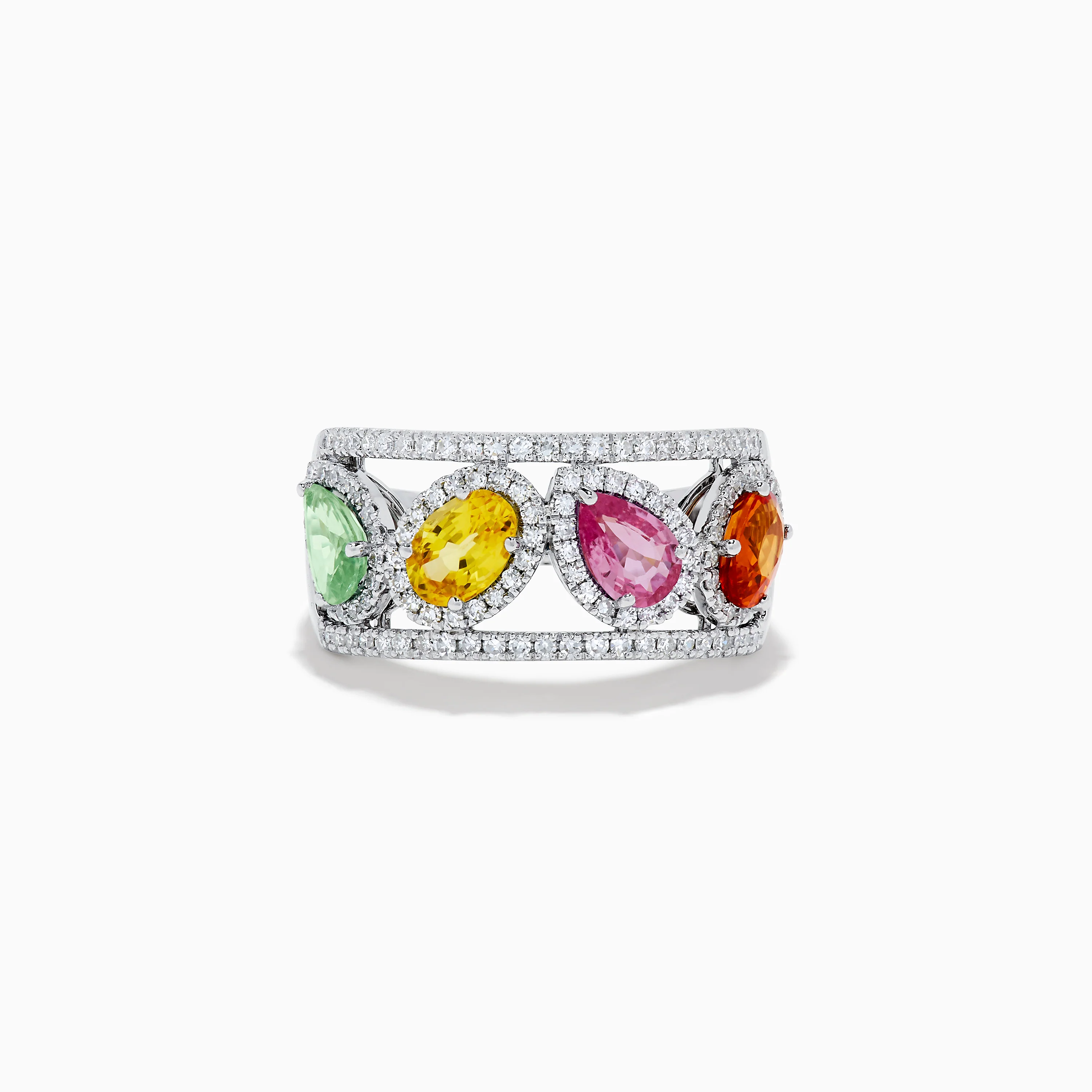 Watercolors 14K White Gold Multi Sapphire and Diamond Band