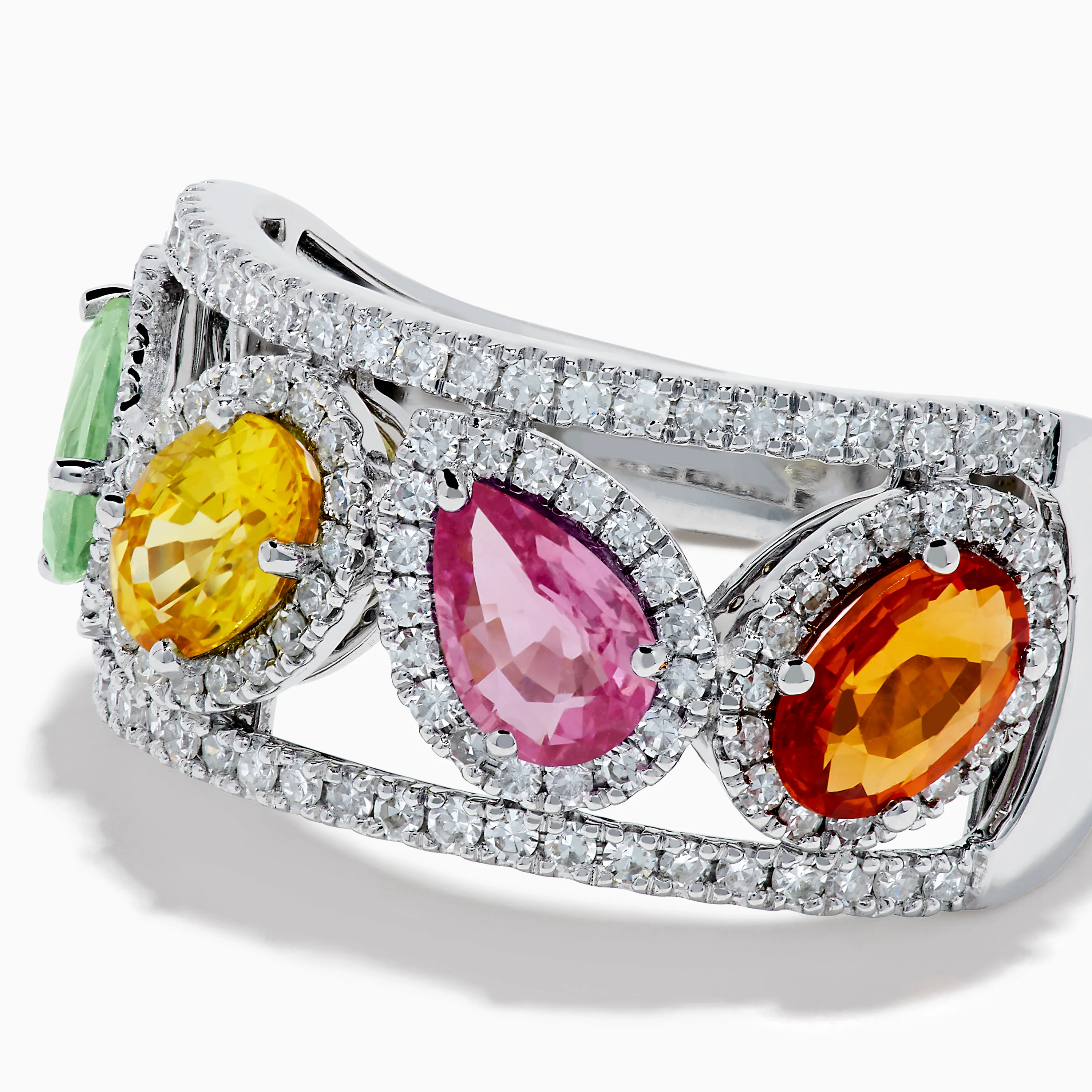 Watercolors 14K White Gold Multi Sapphire and Diamond Band - Image 2