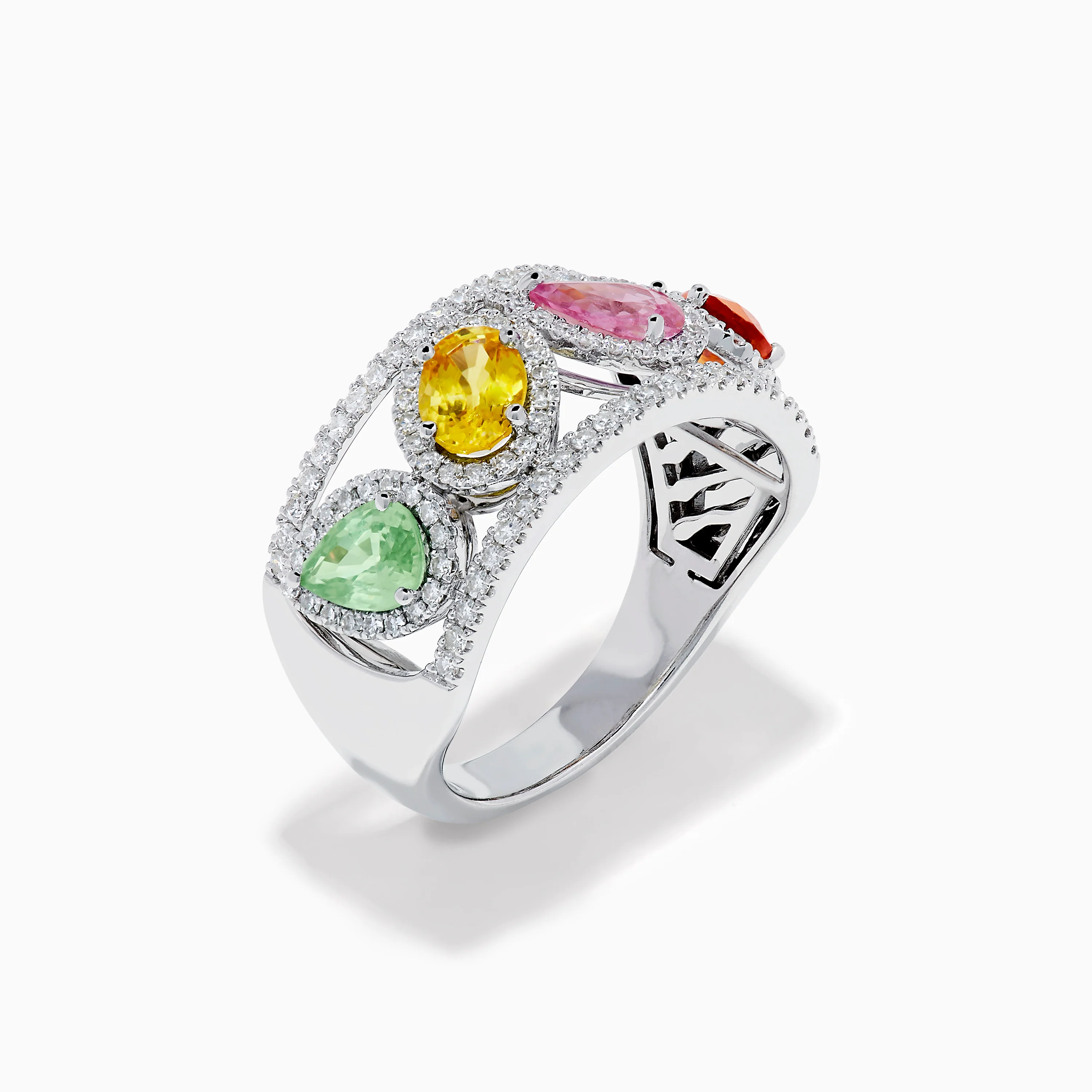 Watercolors 14K White Gold Multi Sapphire and Diamond Band - Image 4