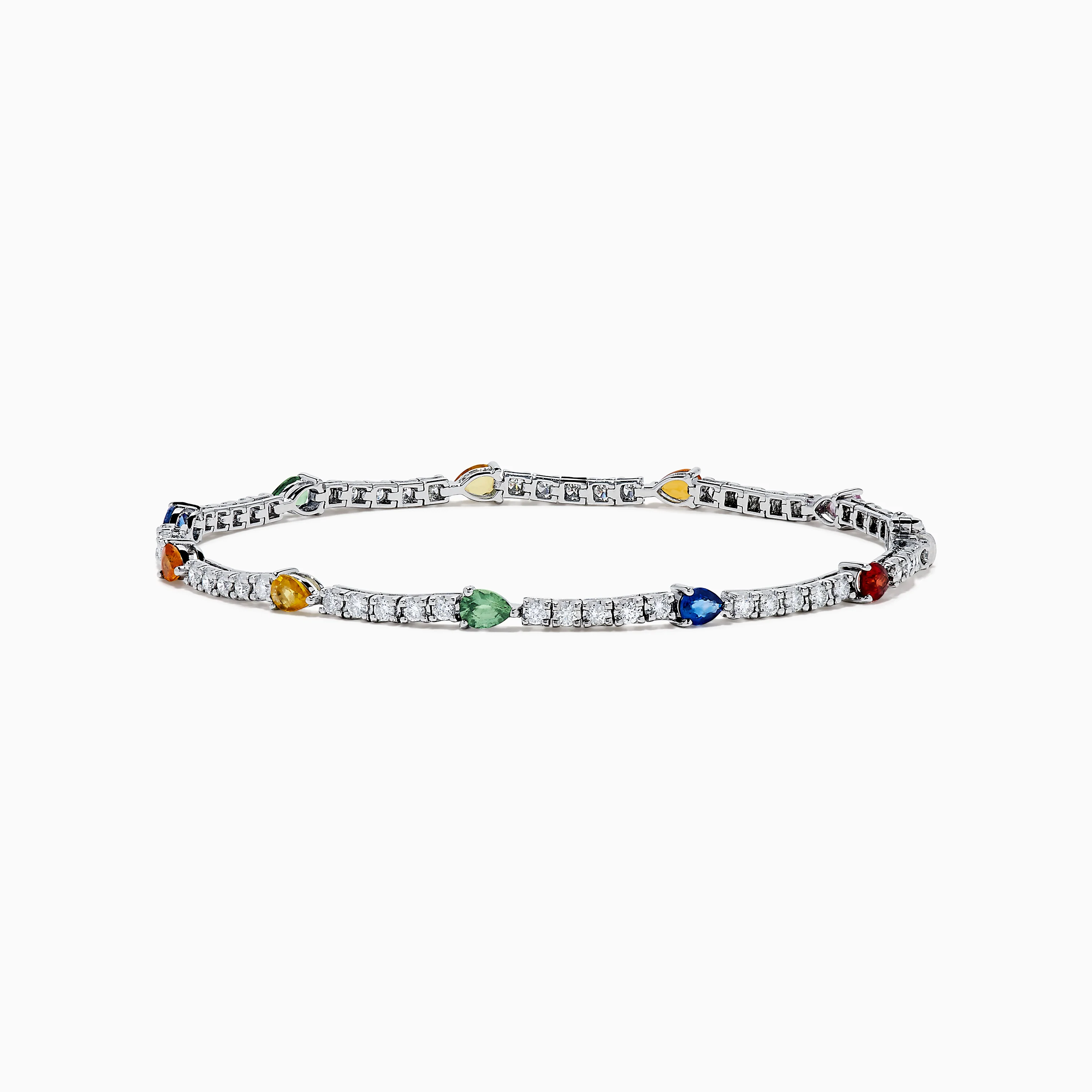Watercolors 14K White Gold Multi Sapphire and Diamond Tennis Bracelet