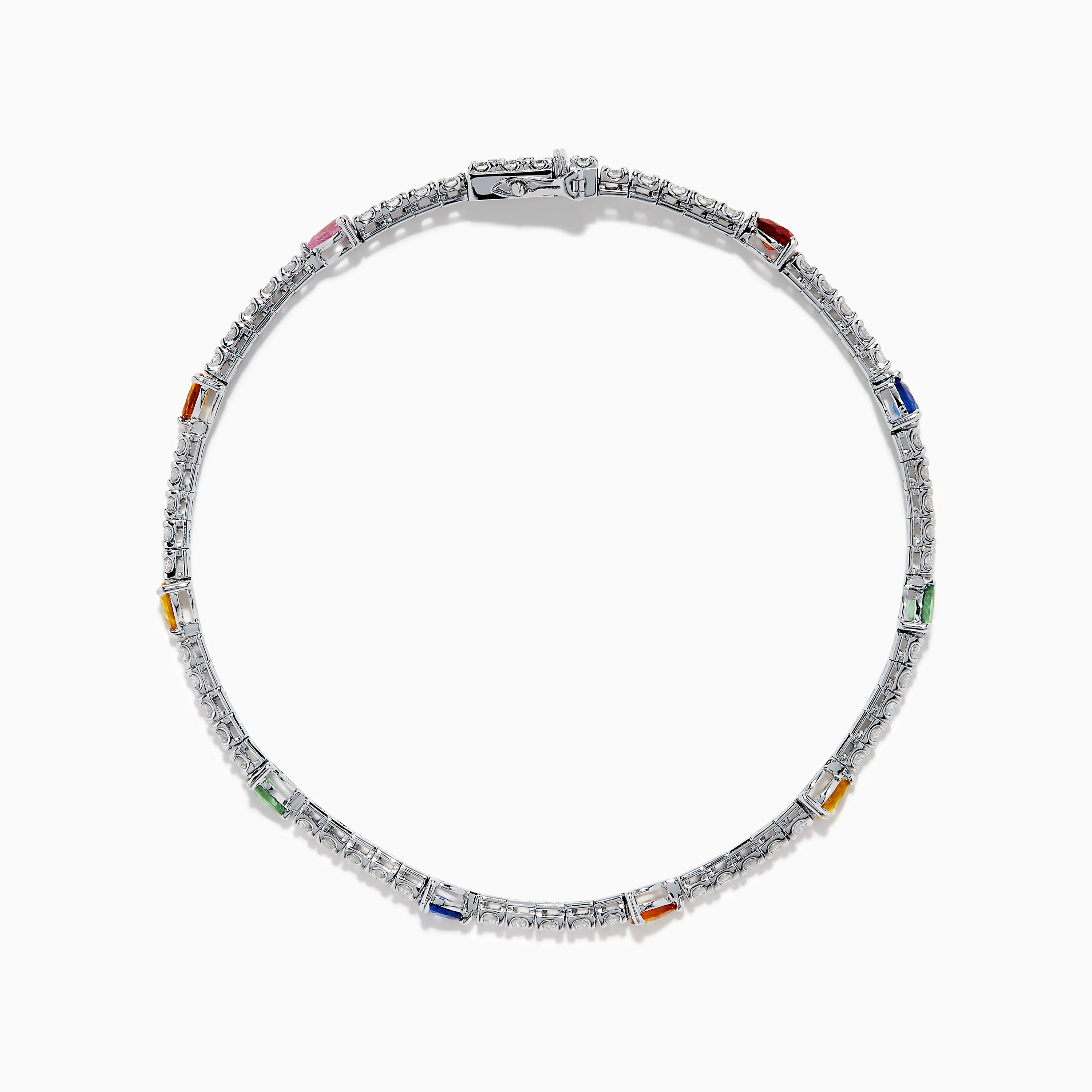 Watercolors 14K White Gold Multi Sapphire and Diamond Tennis Bracelet - Image 3