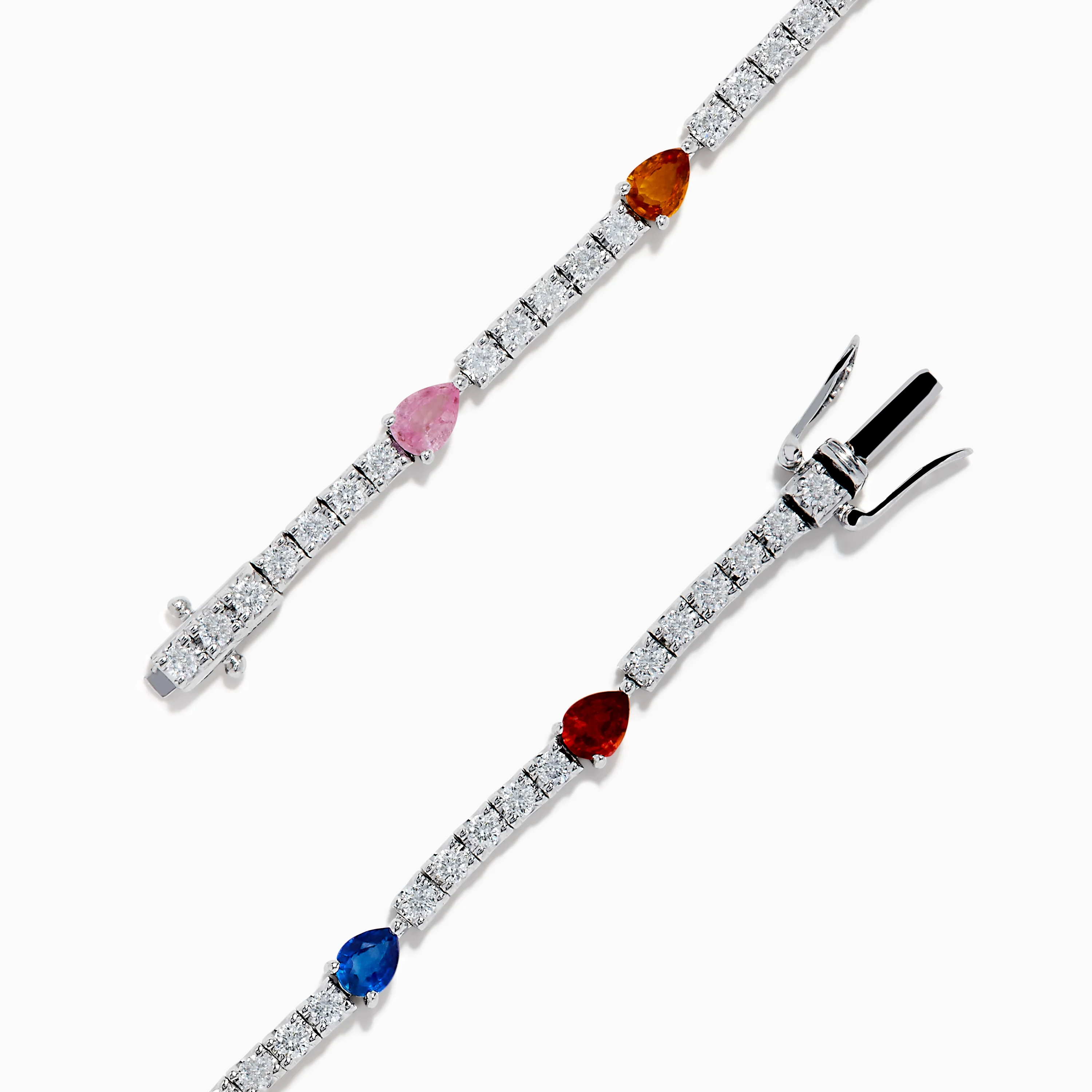 Watercolors 14K White Gold Multi Sapphire and Diamond Tennis Bracelet - Image 4