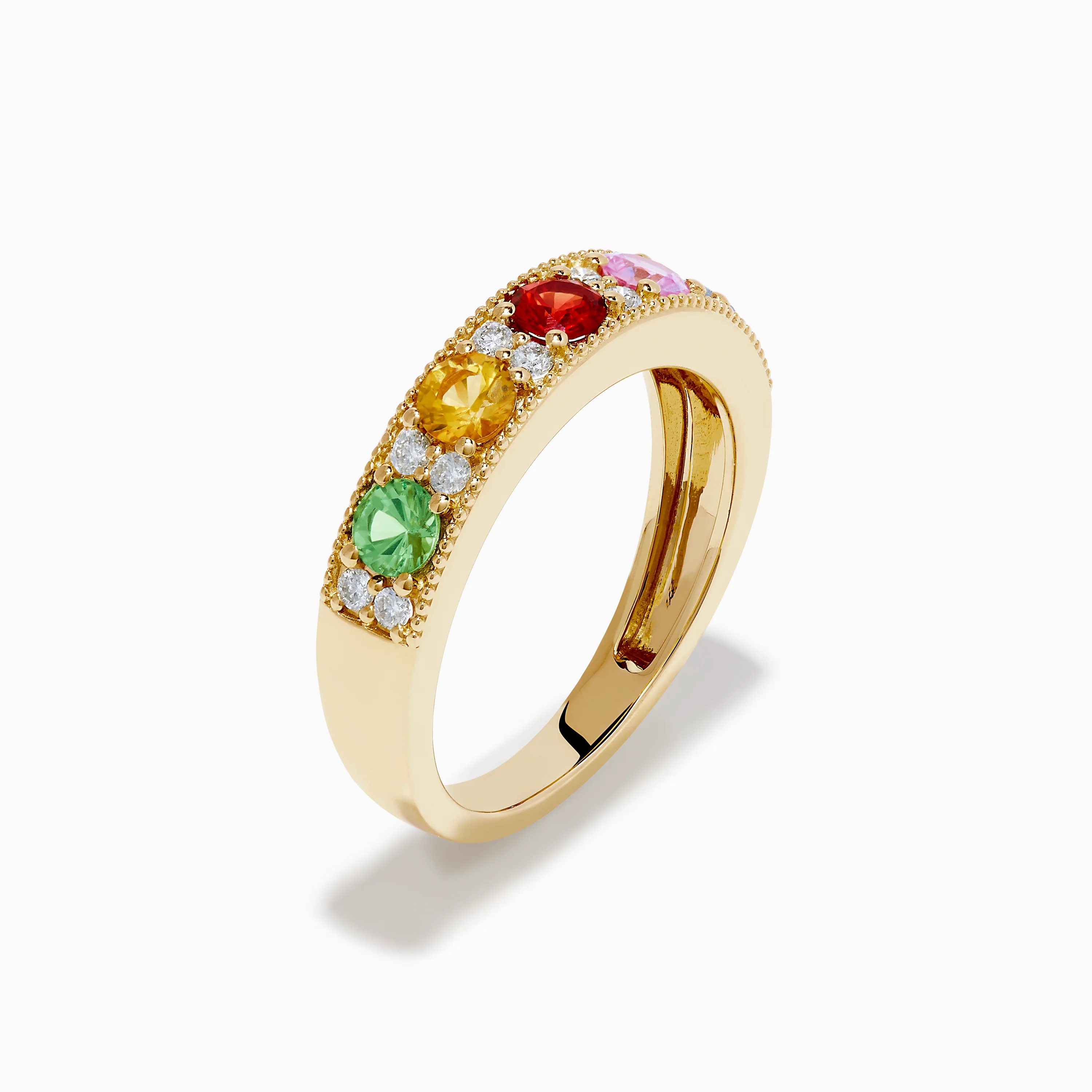 Watercolors 14K Yellow Gold Multi Sapphire and Diamond Band - Image 4