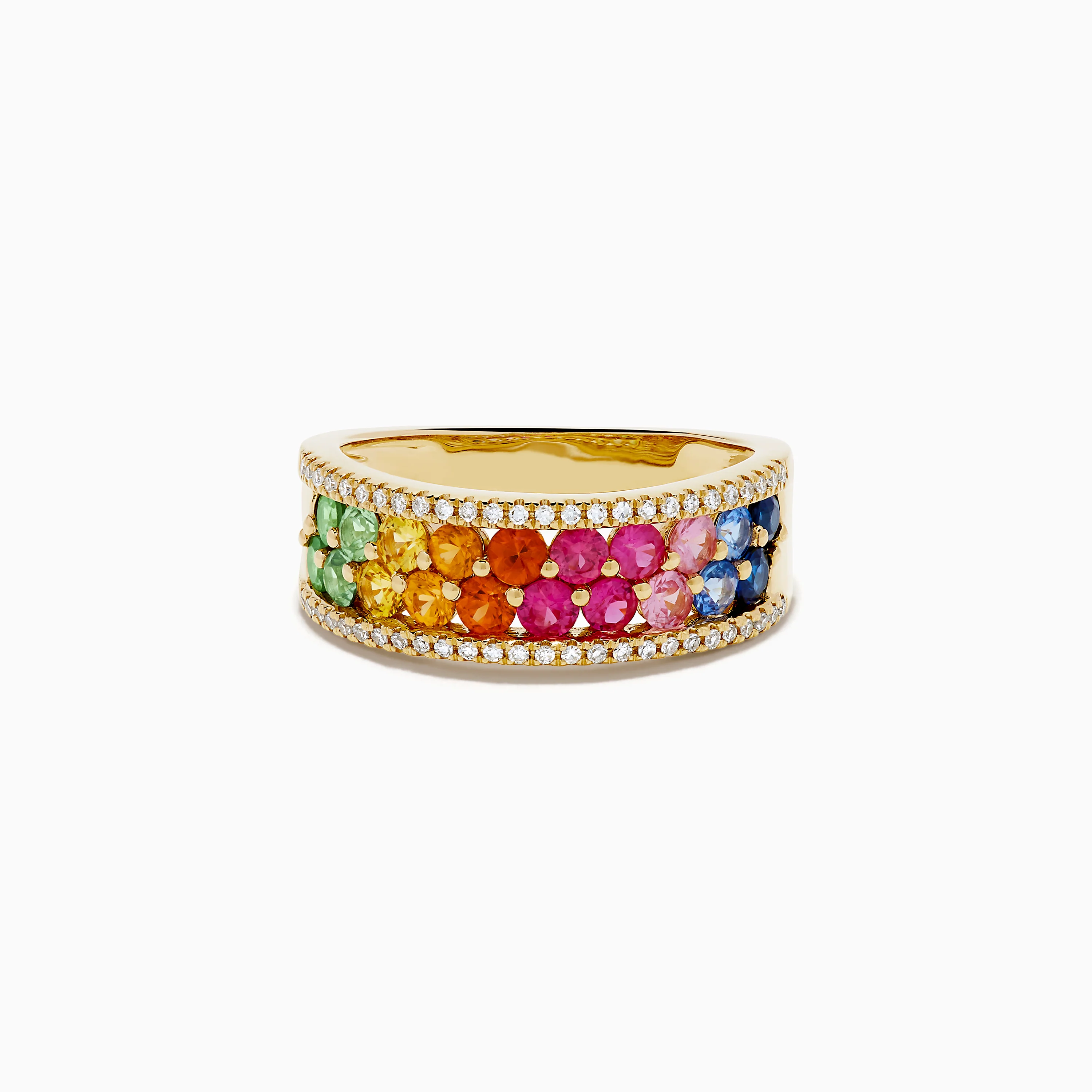 Watercolors 14K Yellow Gold Multi Sapphire and Diamond Band