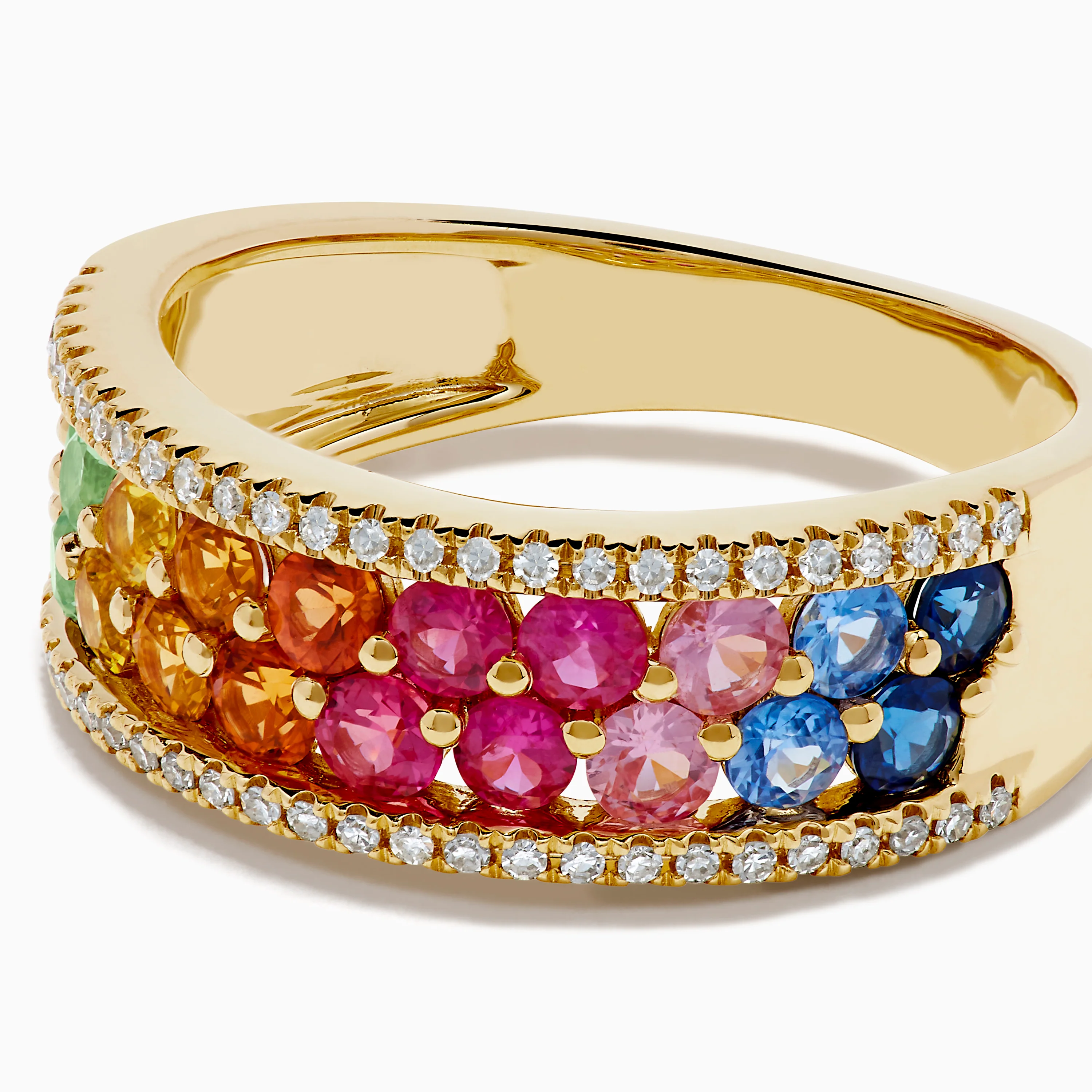 Watercolors 14K Yellow Gold Multi Sapphire and Diamond Band - Image 2