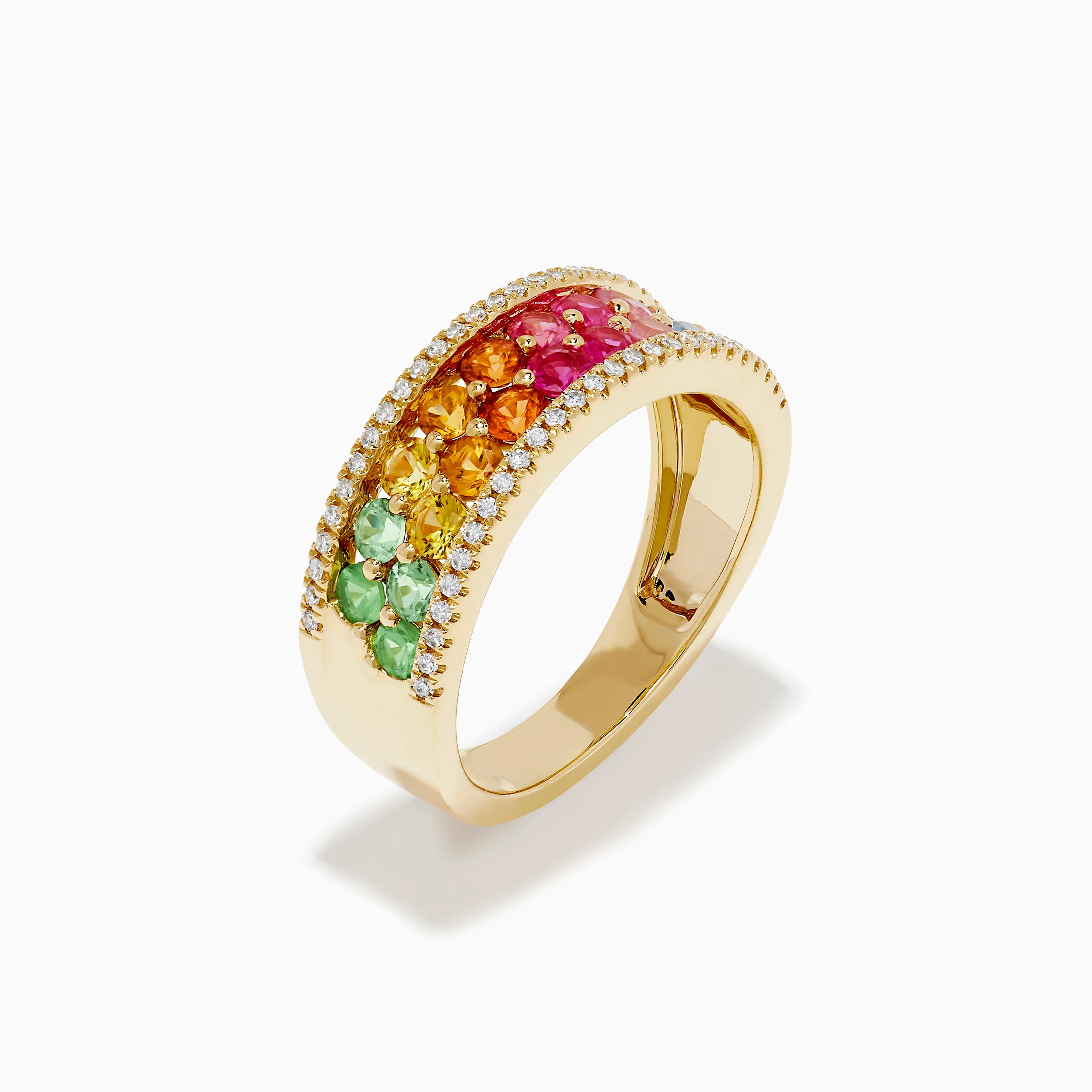Watercolors 14K Yellow Gold Multi Sapphire and Diamond Band - Image 4
