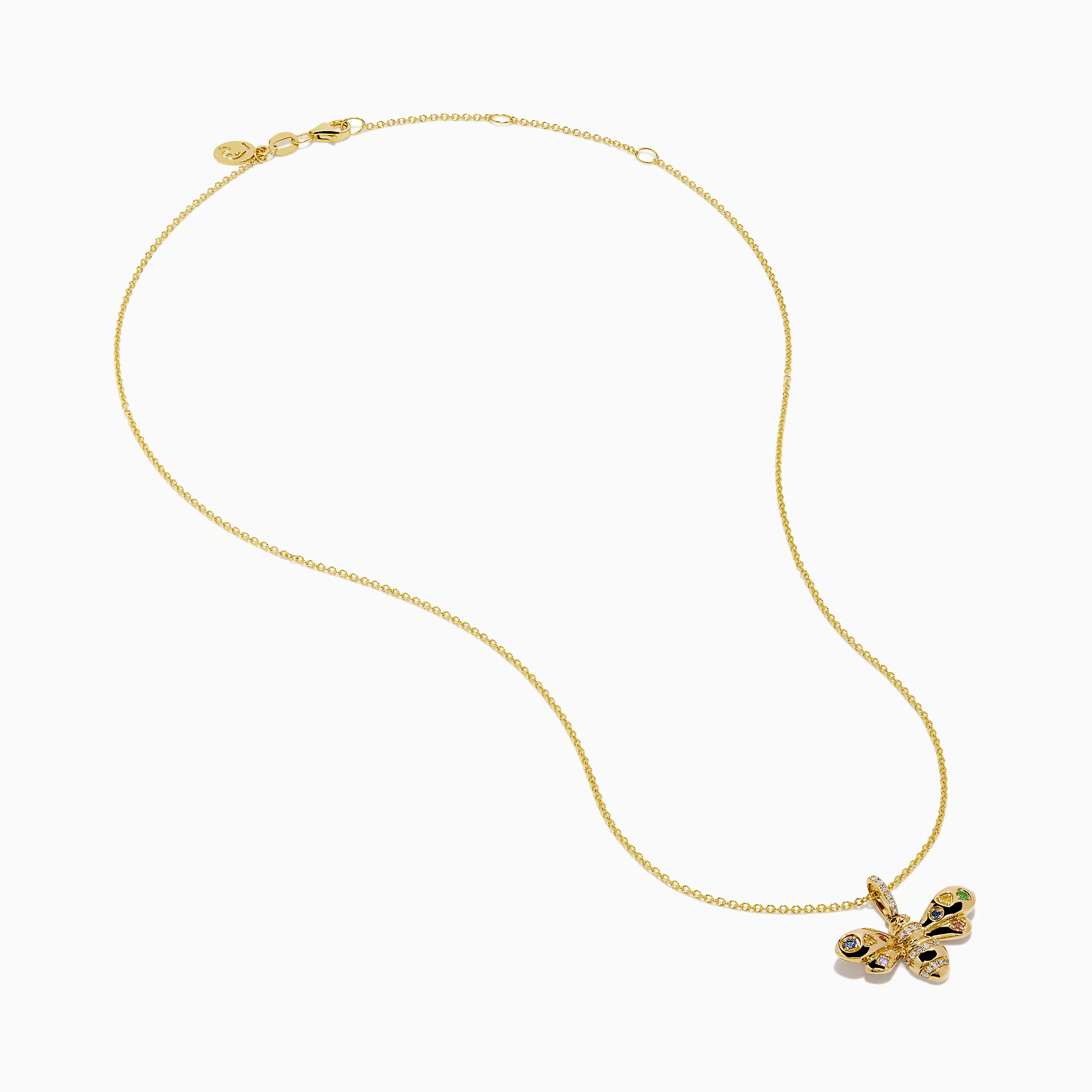 Watercolors 14K Yellow Gold Multi Sapphire and Diamond Bee Pendant - Image 2