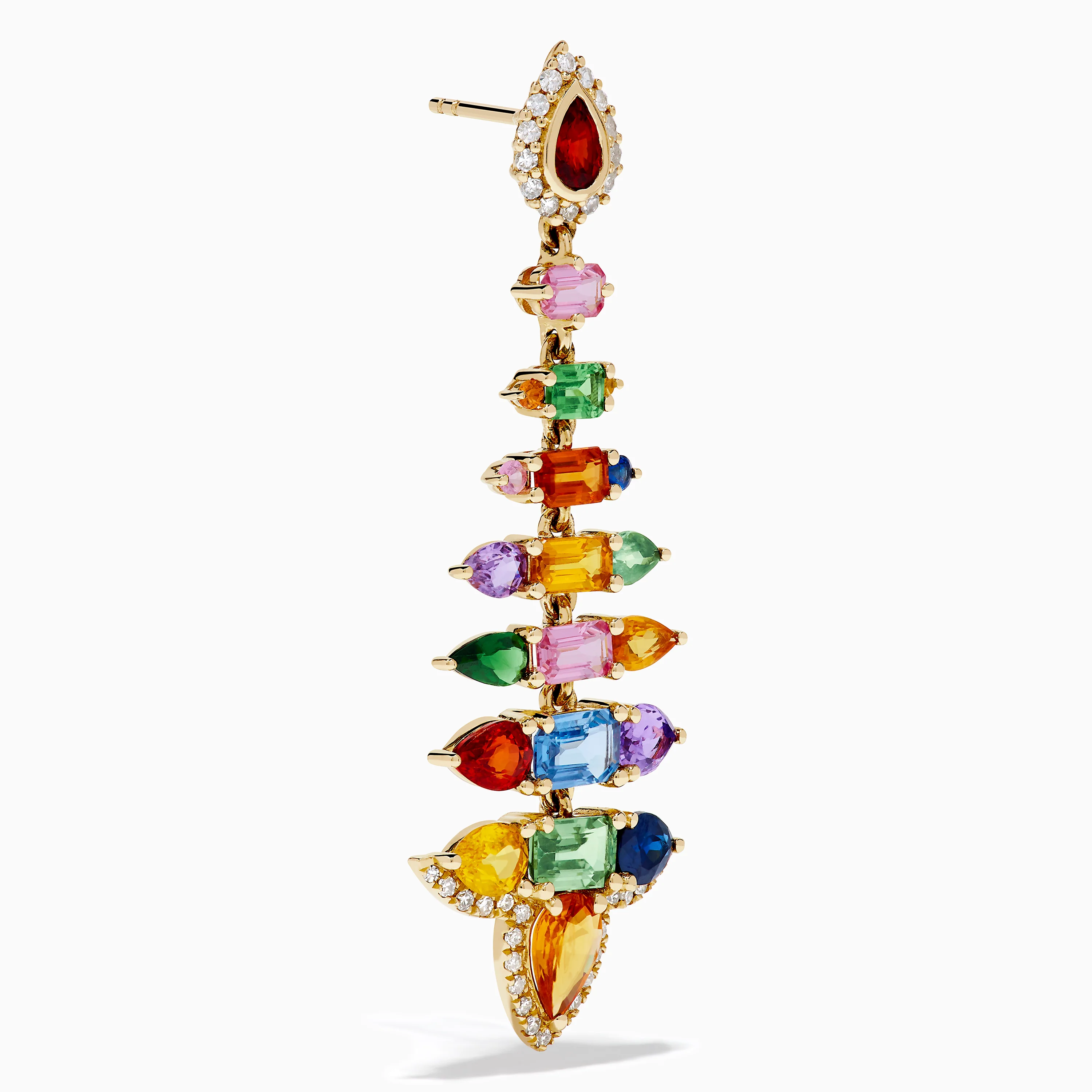 Watercolors 14K Yellow Gold Multi Sapphire and Diamond Chandelier Earrings - Image 3