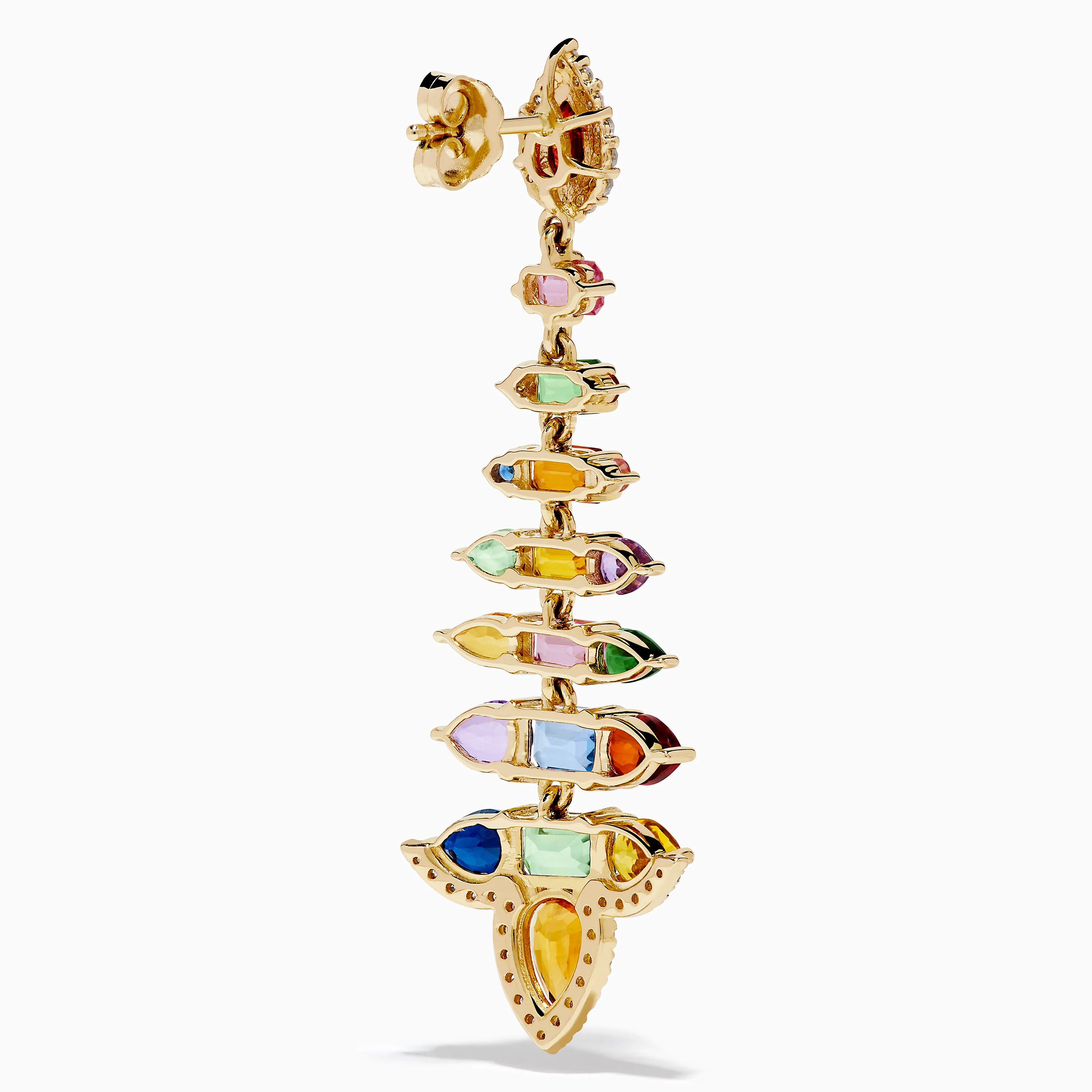 Watercolors 14K Yellow Gold Multi Sapphire and Diamond Chandelier Earrings - Image 4