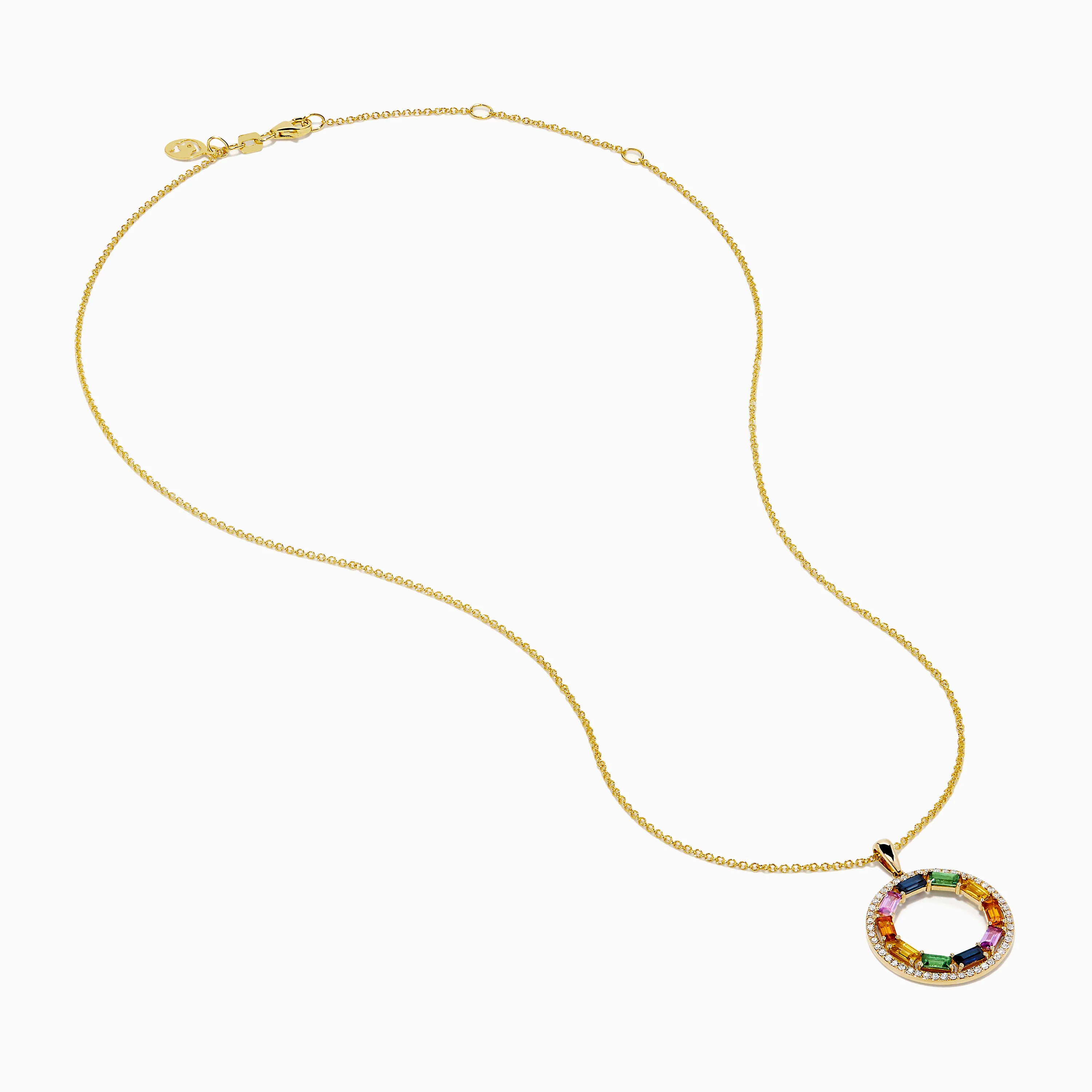 Watercolors 14K Yellow Gold Multi Sapphire and Diamond Circle Pendant - Image 2