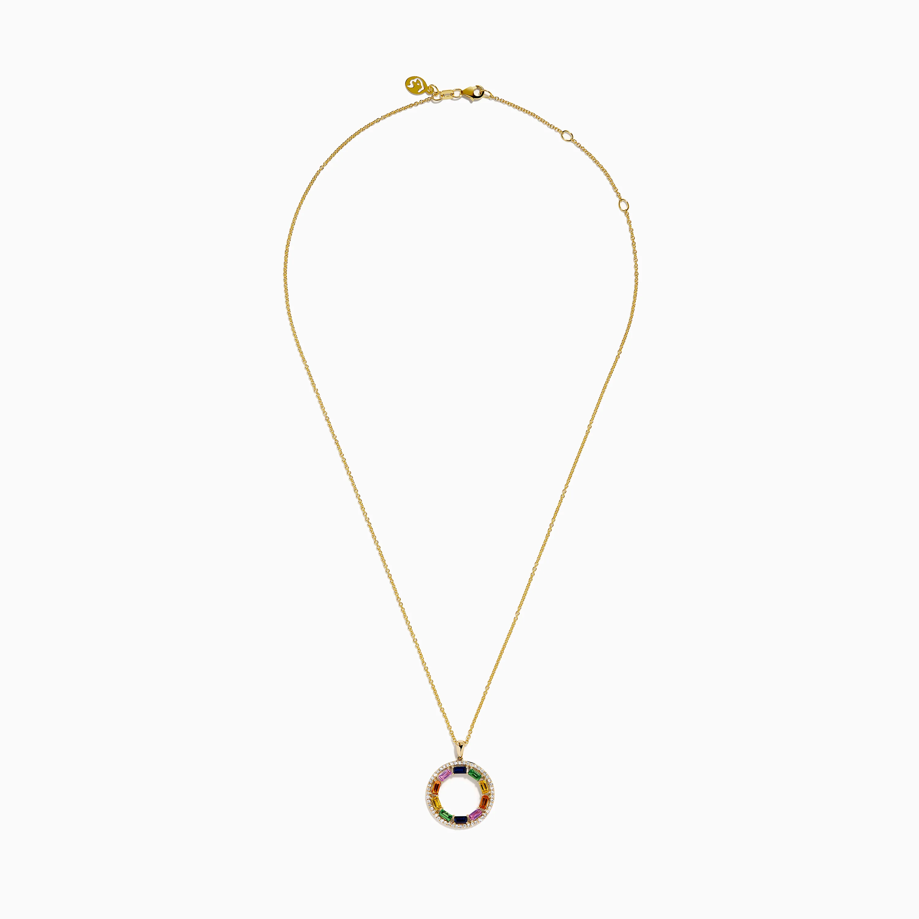 Watercolors 14K Yellow Gold Multi Sapphire and Diamond Circle Pendant - Image 3