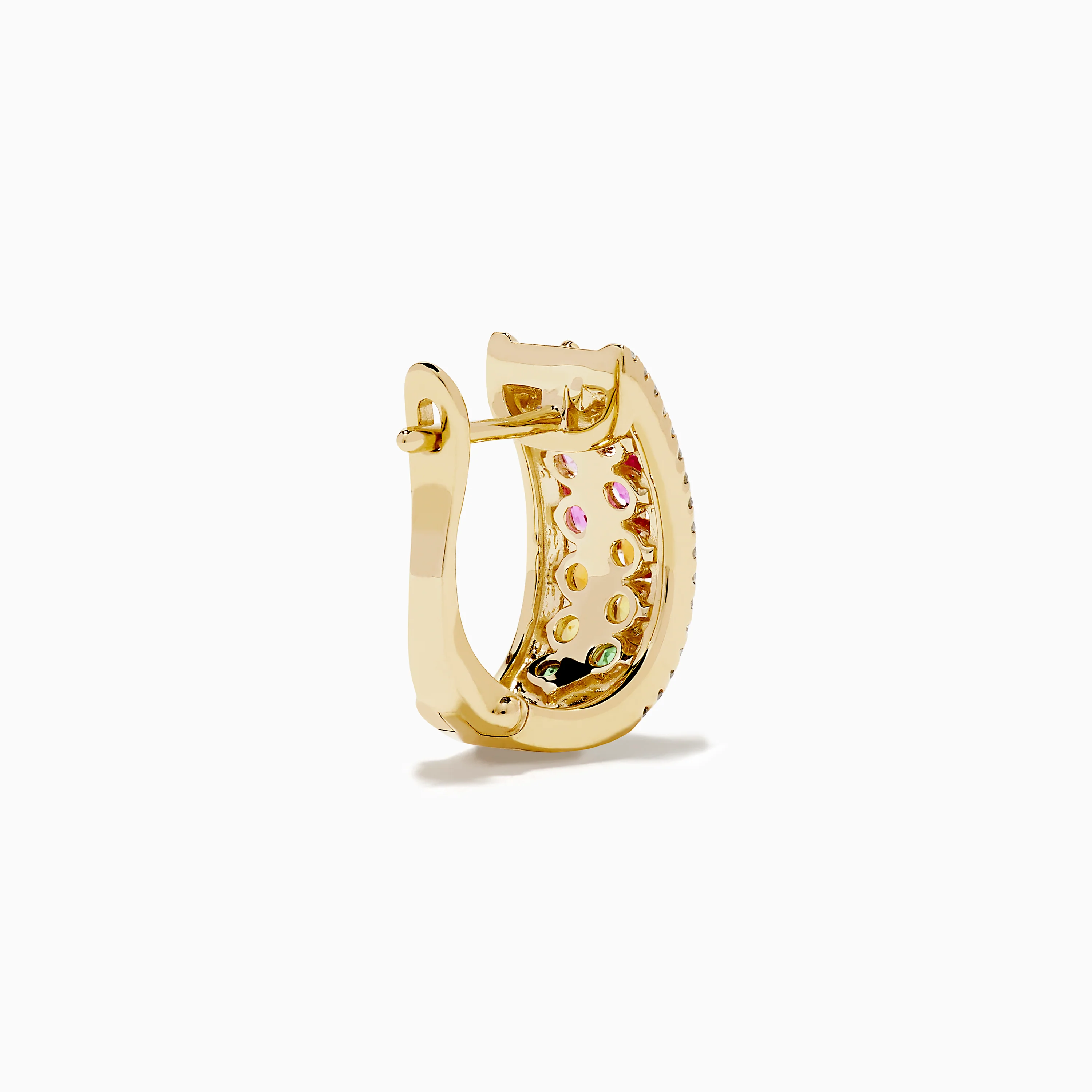 Watercolors 14K Yellow Gold Multi Sapphire and Diamond Mini Hoop Earrings - Image 4